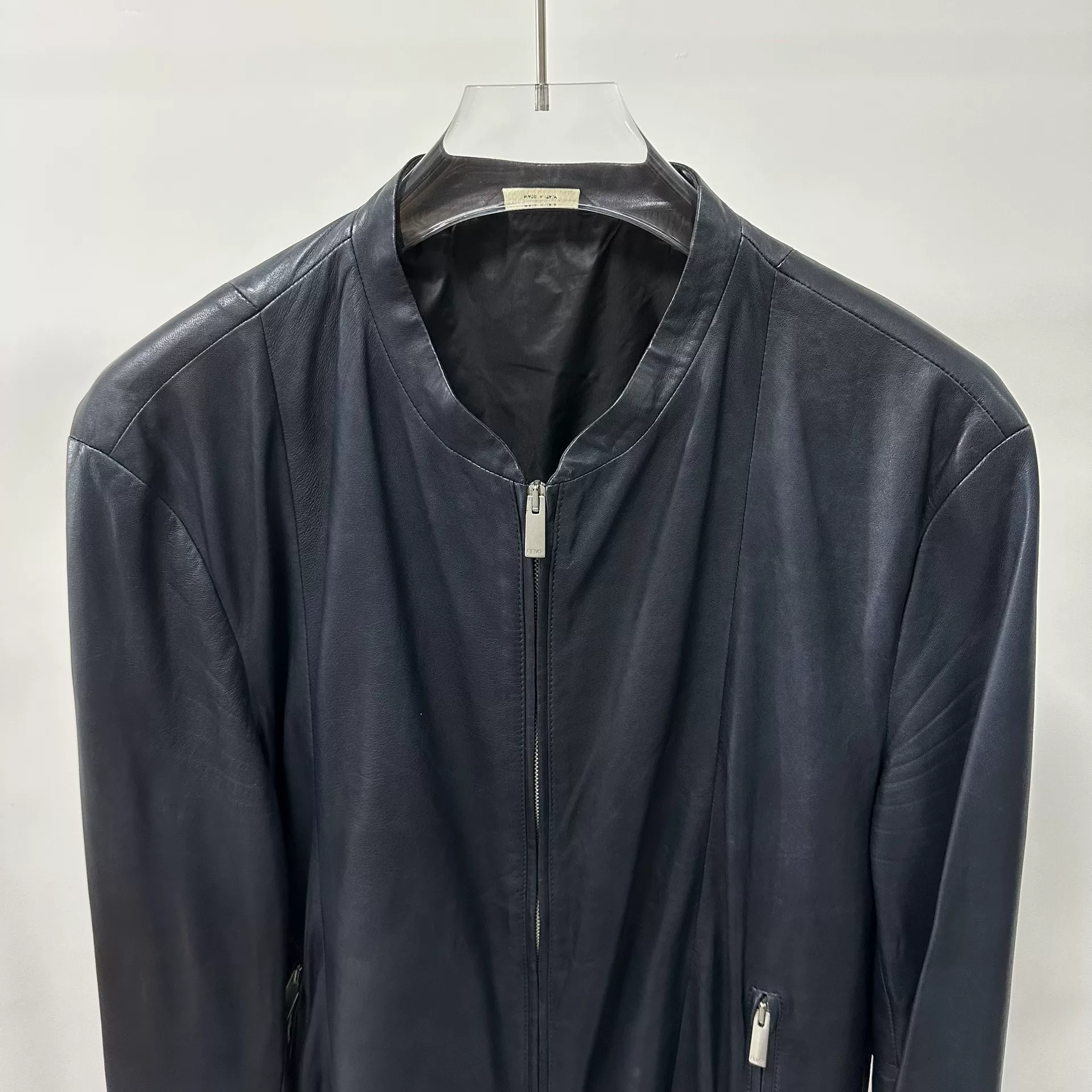 Fendi Zip-Front Leather Jacket — detail