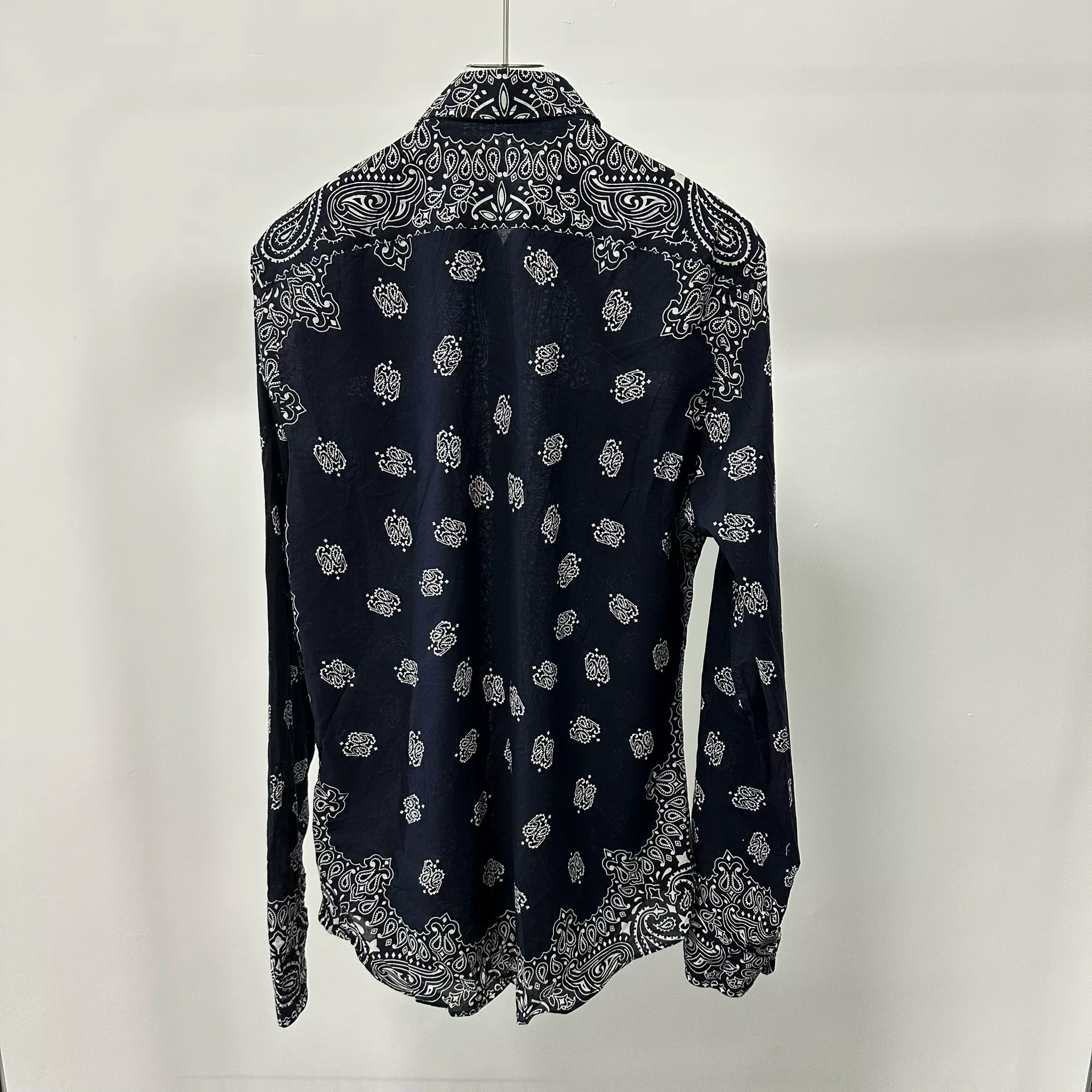 Gucci Dark Blue Paisley Pearl Button Shirt — back