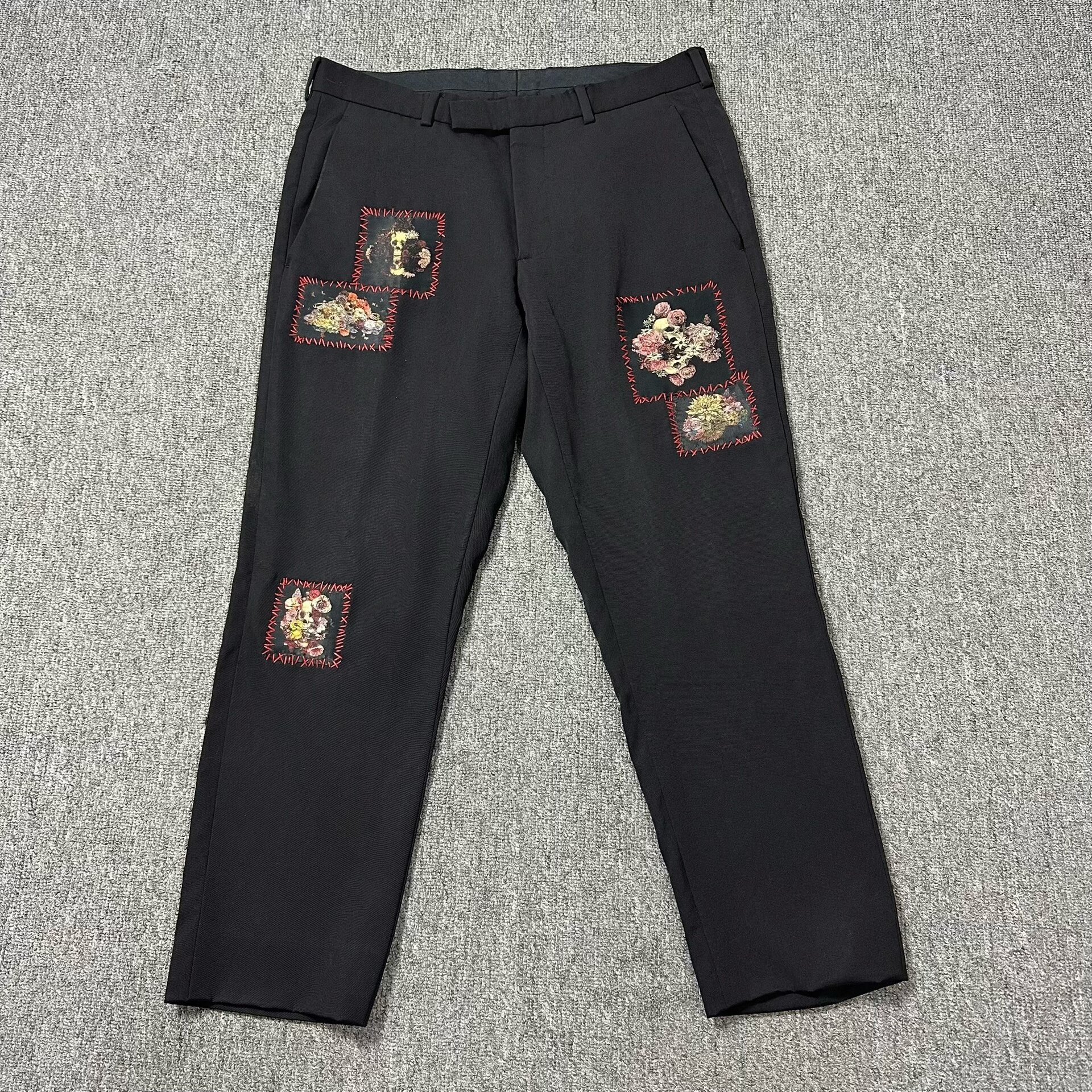 Dior Homme Rose Skull Print Wool Trousers