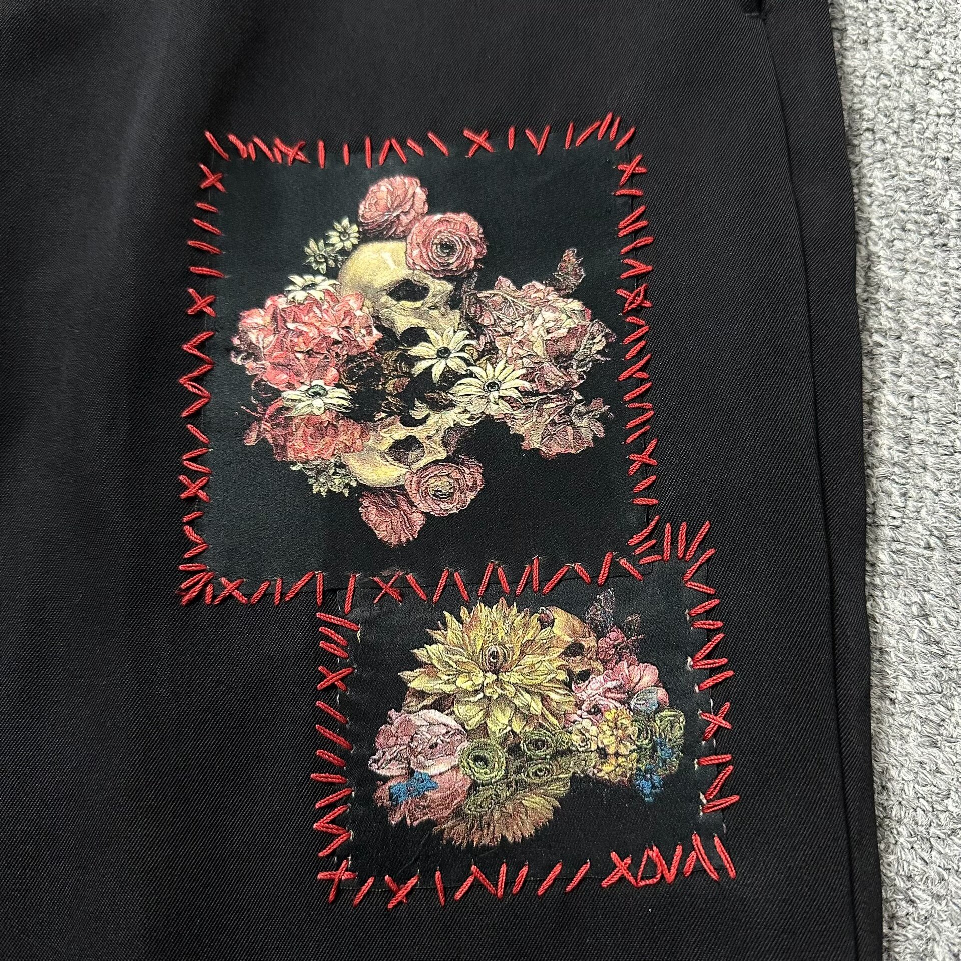 Dior Homme Rose Skull Print Wool Trousers — front