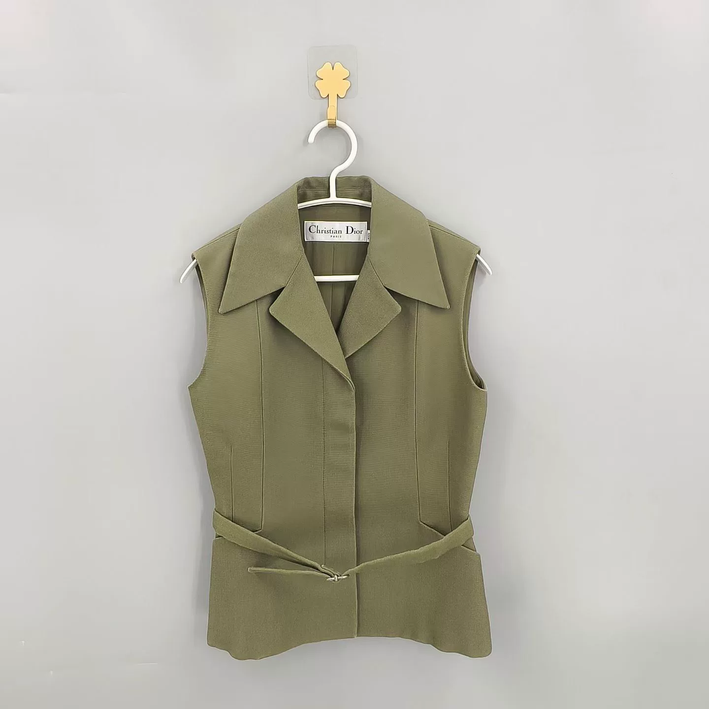 Christian Dior CD Logo Olive Green Sleeveless Vest