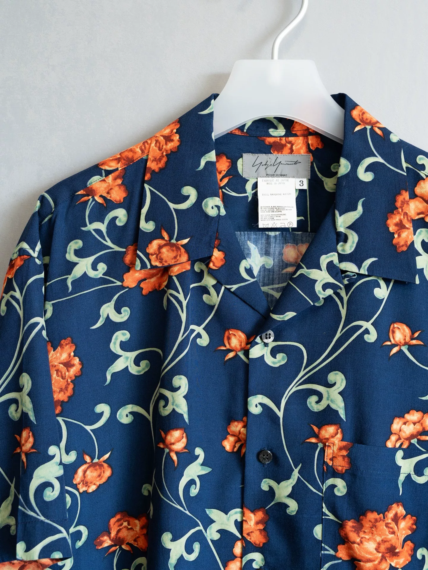 Yohji Yamamoto 01SS Peony Print Shirt — detail