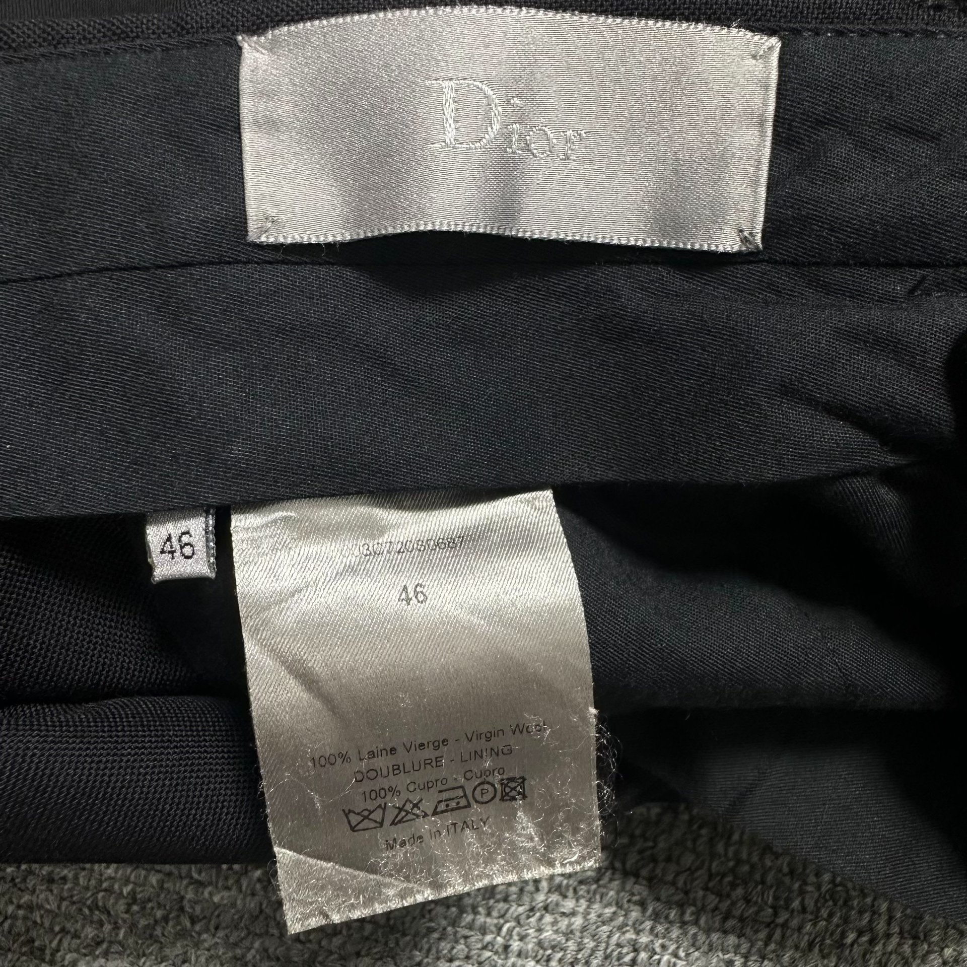 Dior Black Silk Satin Stripe Trousers — back