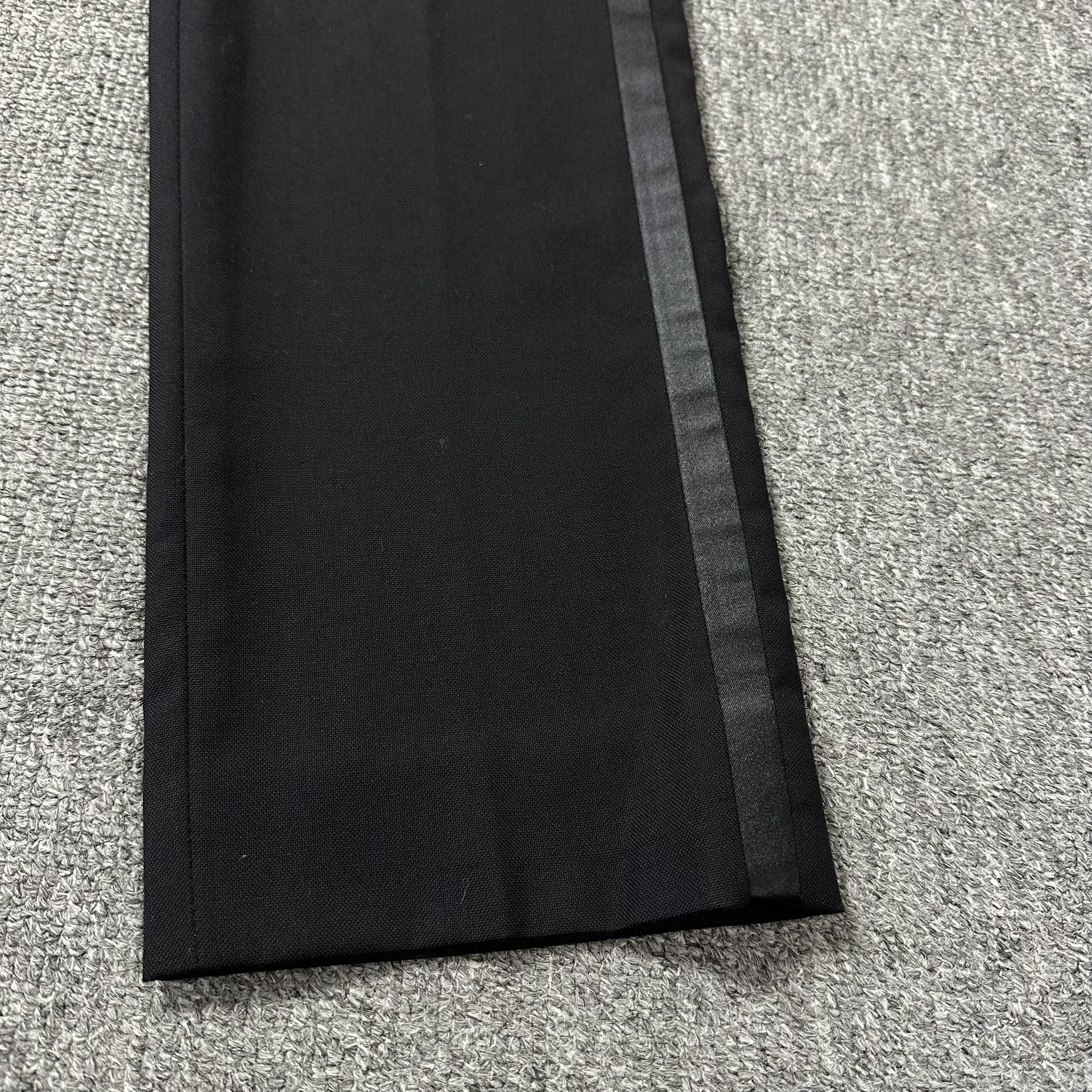 Dior Black Silk Satin Stripe Trousers — front