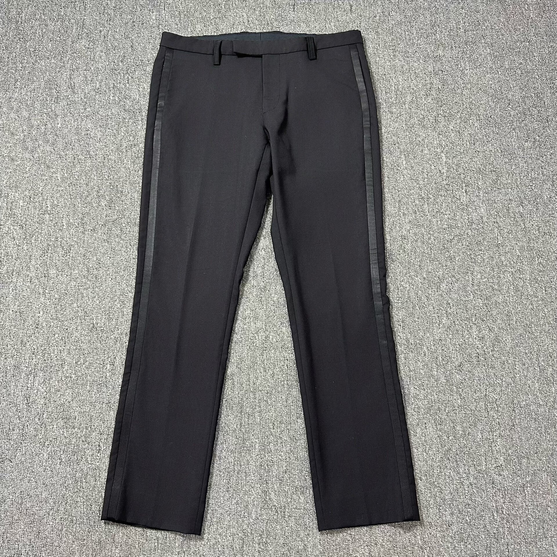 Dior Black Silk Satin Stripe Trousers