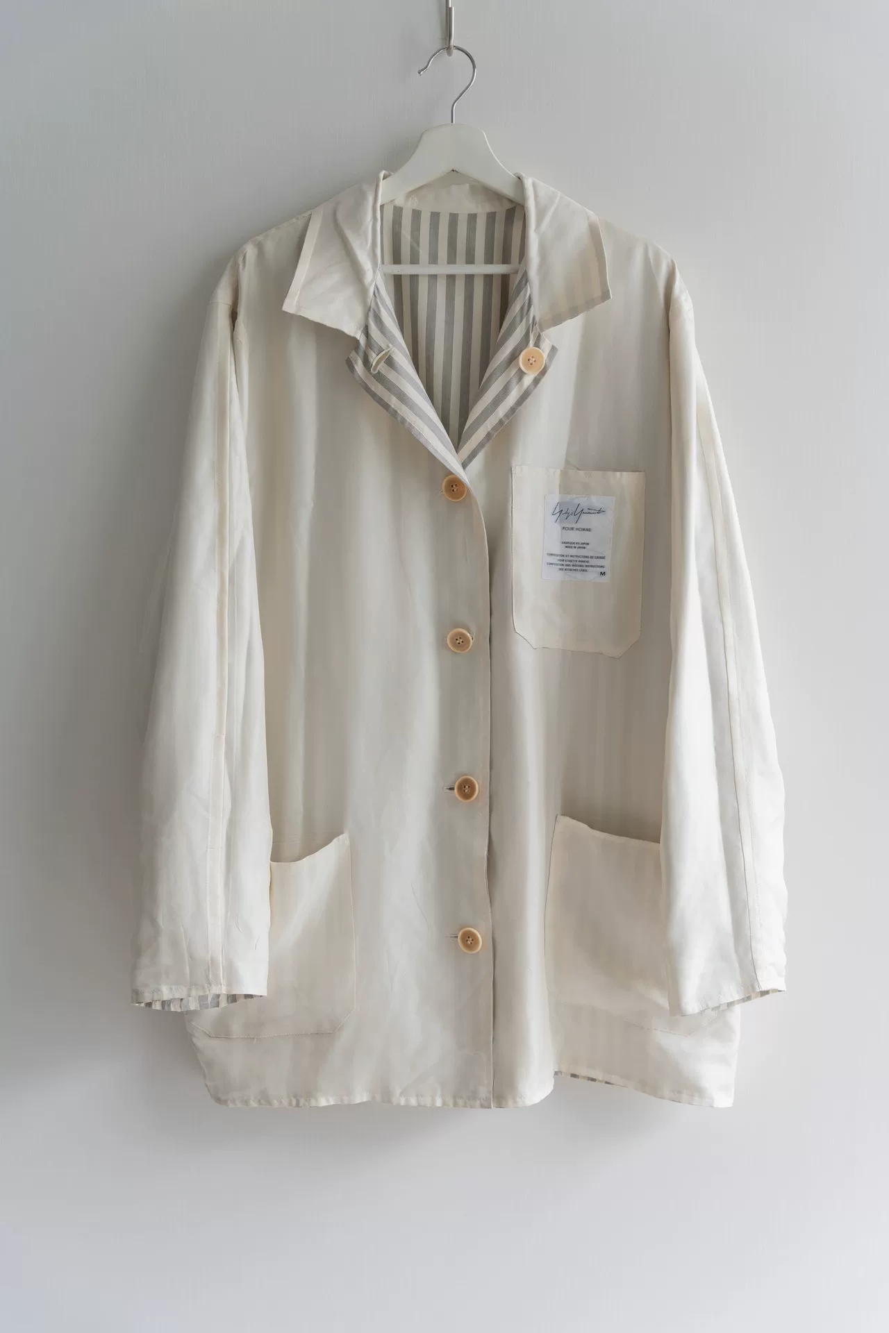 Yohji Yamamoto 98ss Stripe Silk Reversible Jacket