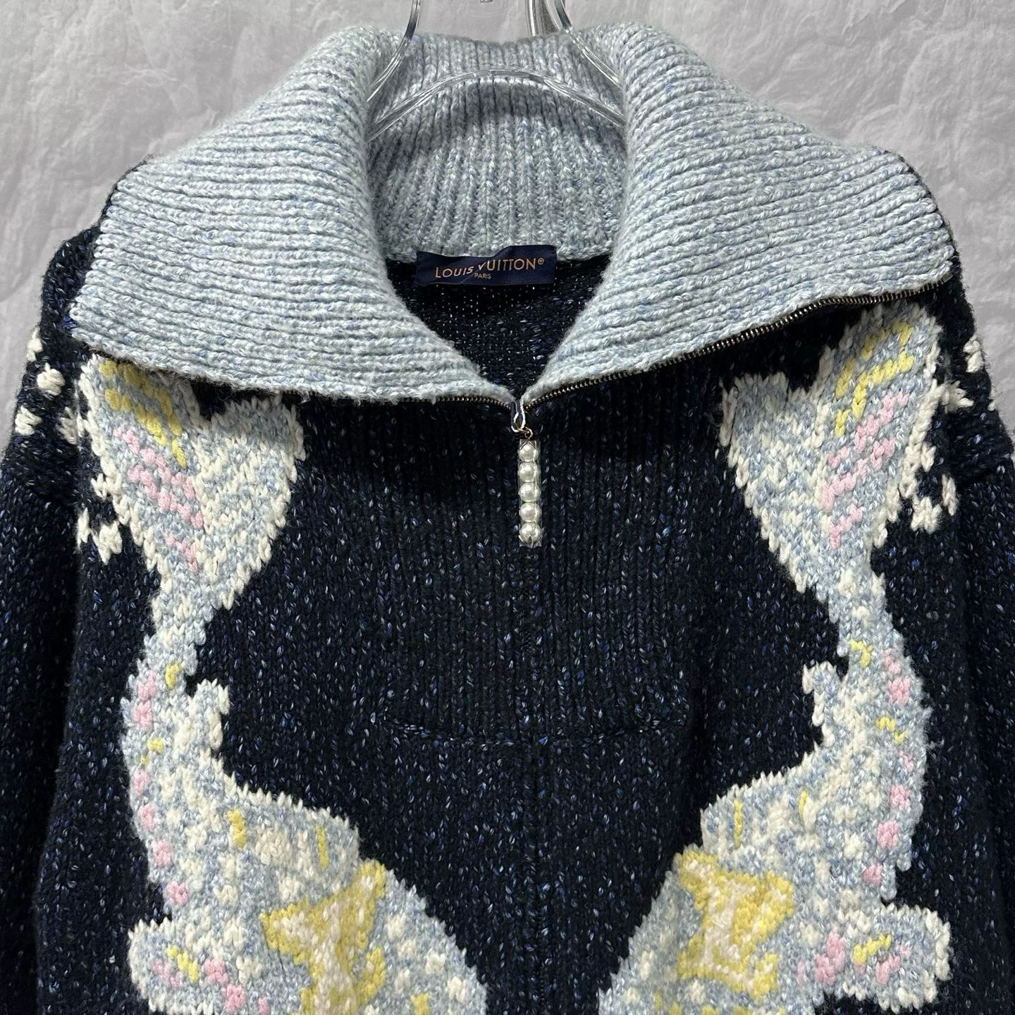 Louis Vuitton Nigo FW25 Collar Knit Coat — front