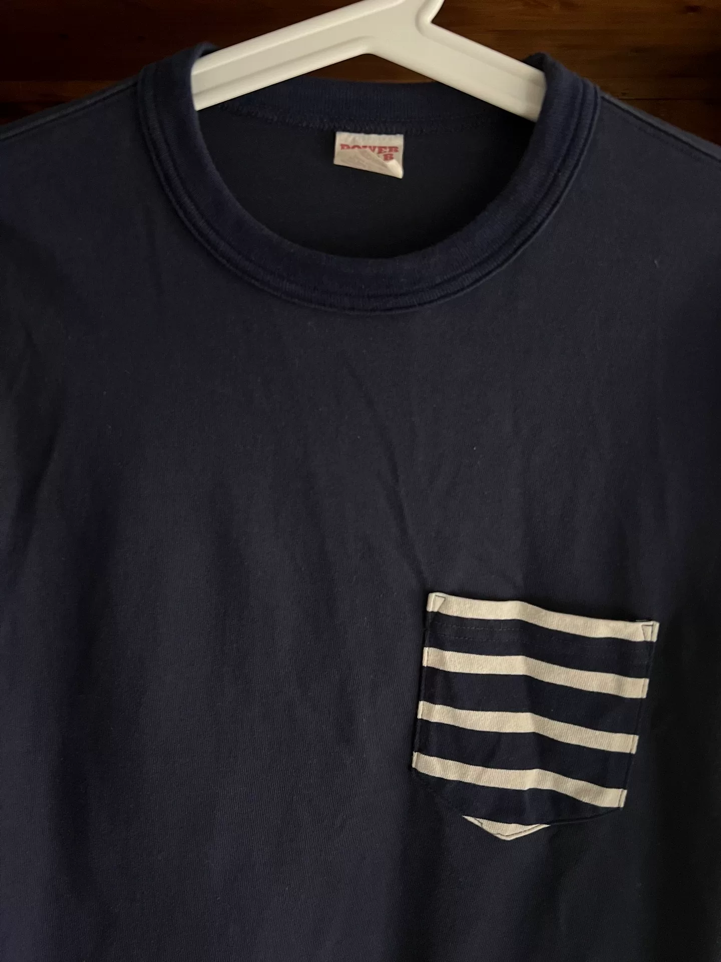 Freewheelers Indigo Stripe 3/4 Sleeve Pocket Sweatshirt — back