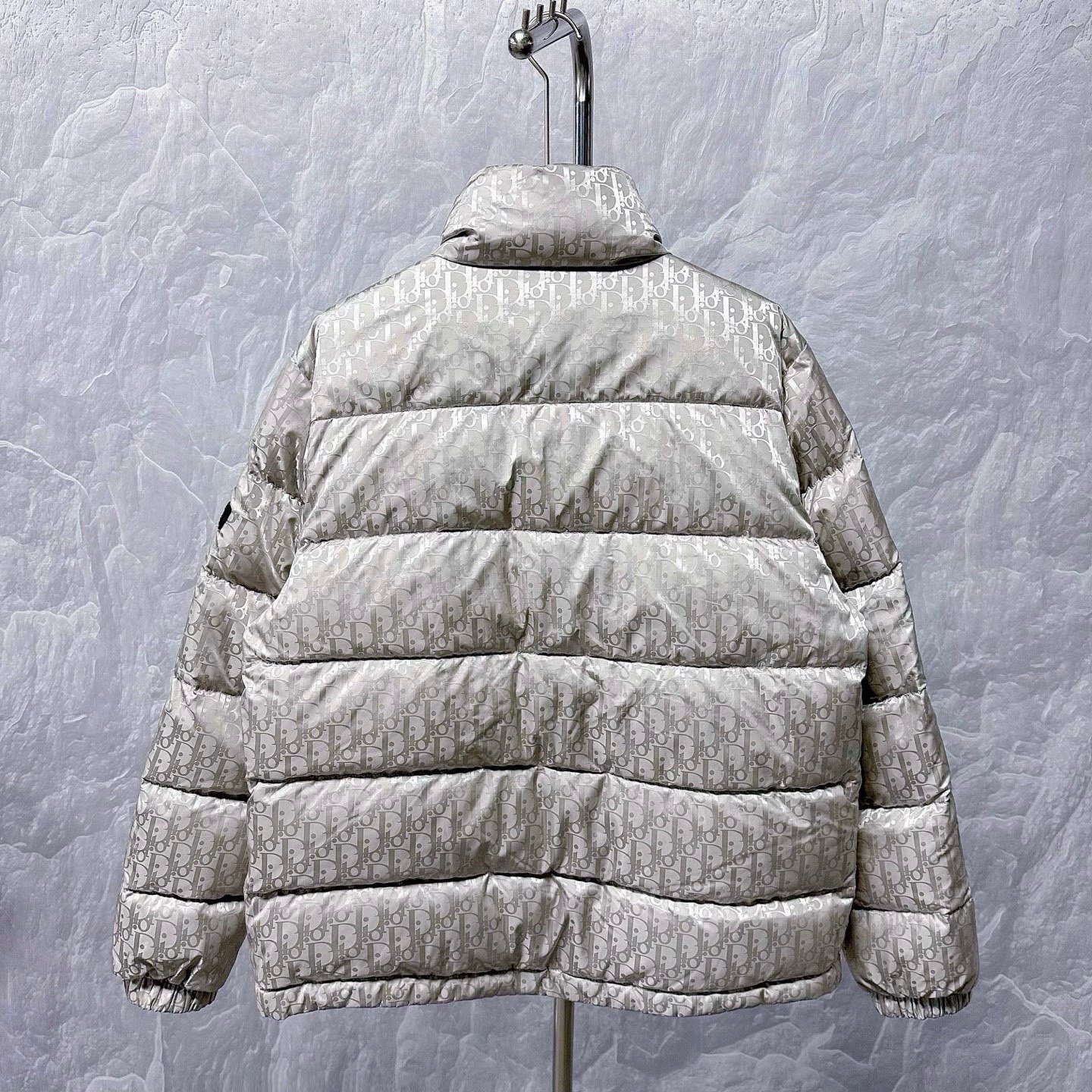 Dior Silver Logo Stand Collar Puffer Jacket — back