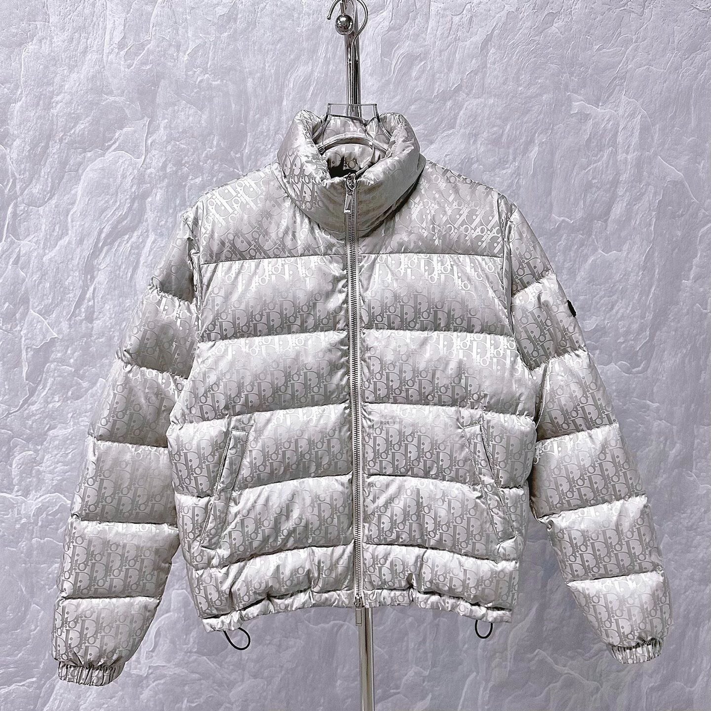 Dior Silver Logo Stand Collar Puffer Jacket