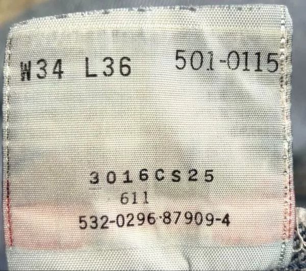 Levi's 501 1996 American Made — detail