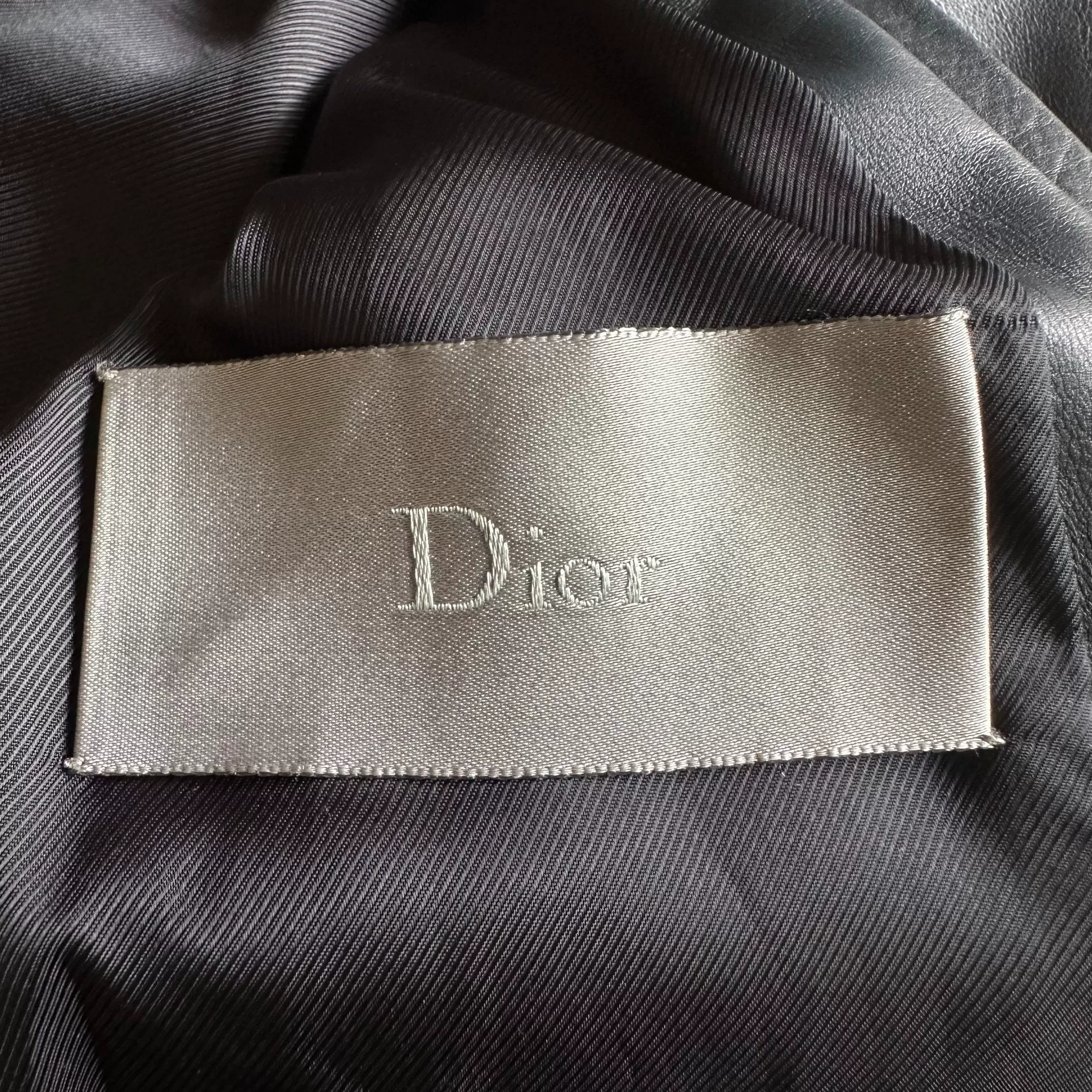 Dior Peacock Green Leather Jacket — label