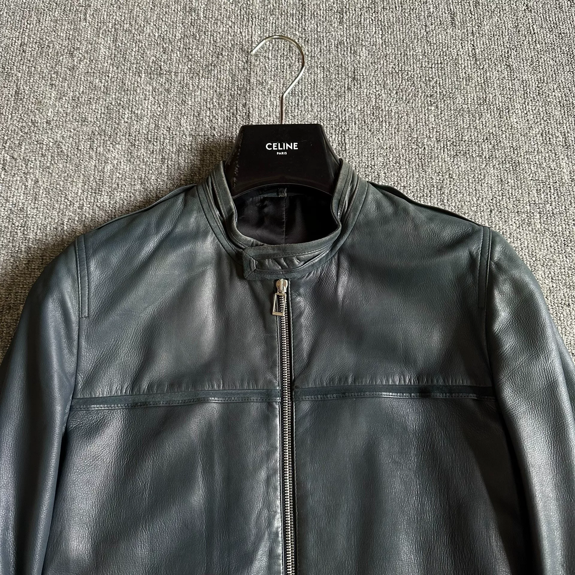 Dior Peacock Green Leather Jacket — front