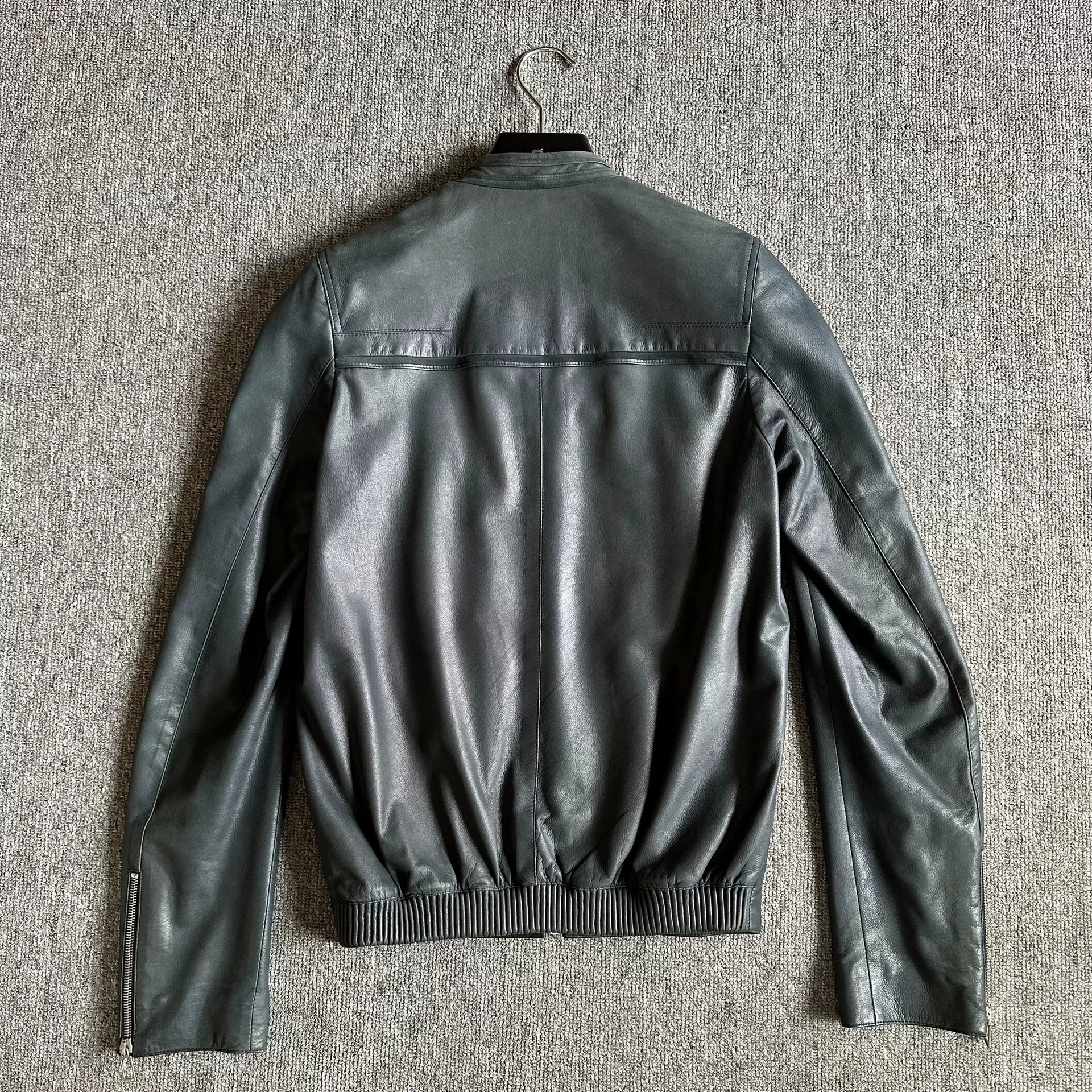 Dior Peacock Green Leather Jacket — detail