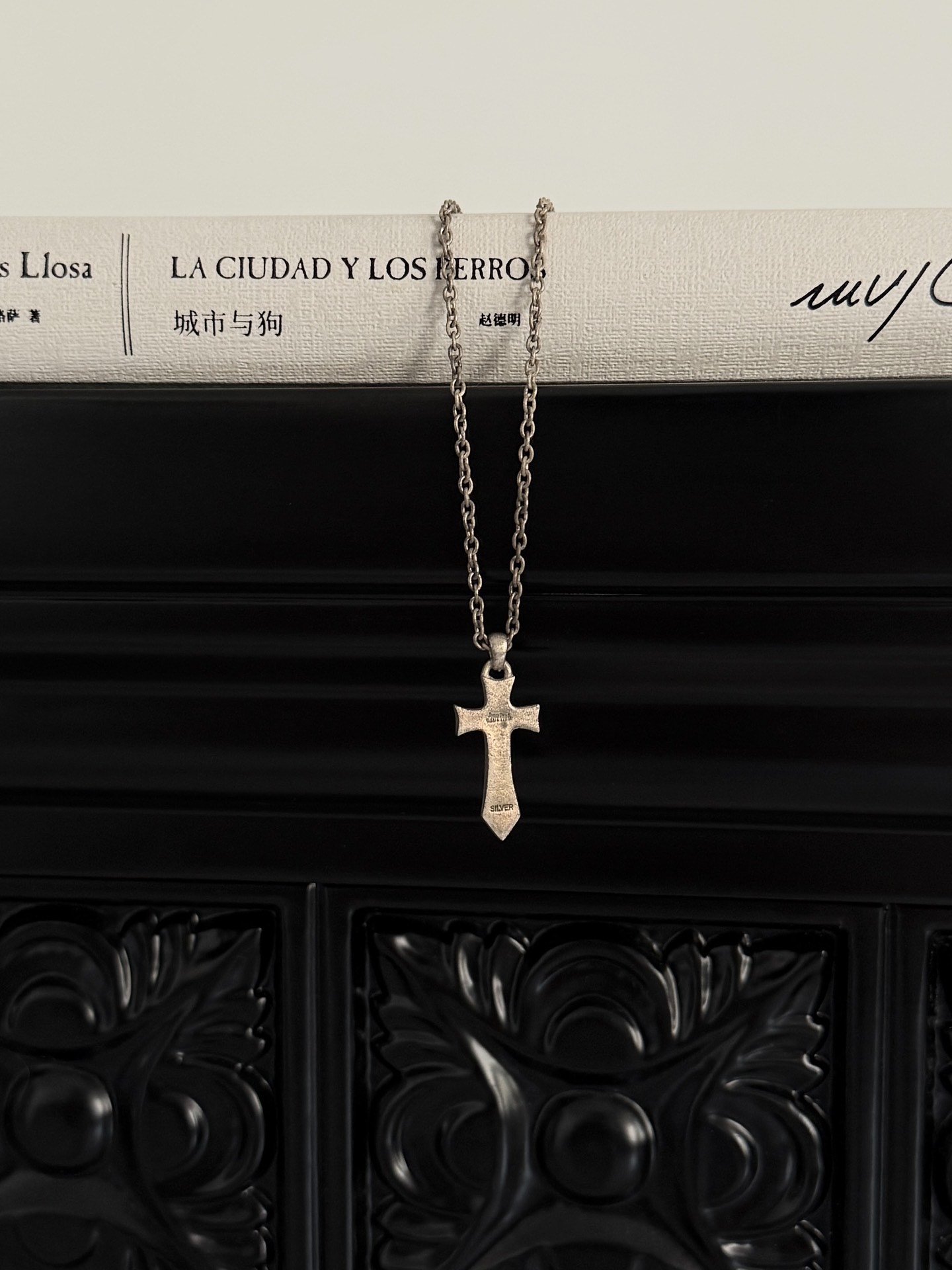 Jean Paul Gaultier Silver Cross Necklace — front