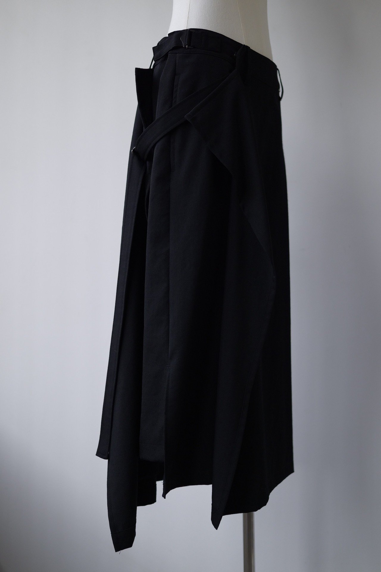 Yohji Yamamoto Asymmetric Wool Skirt — back