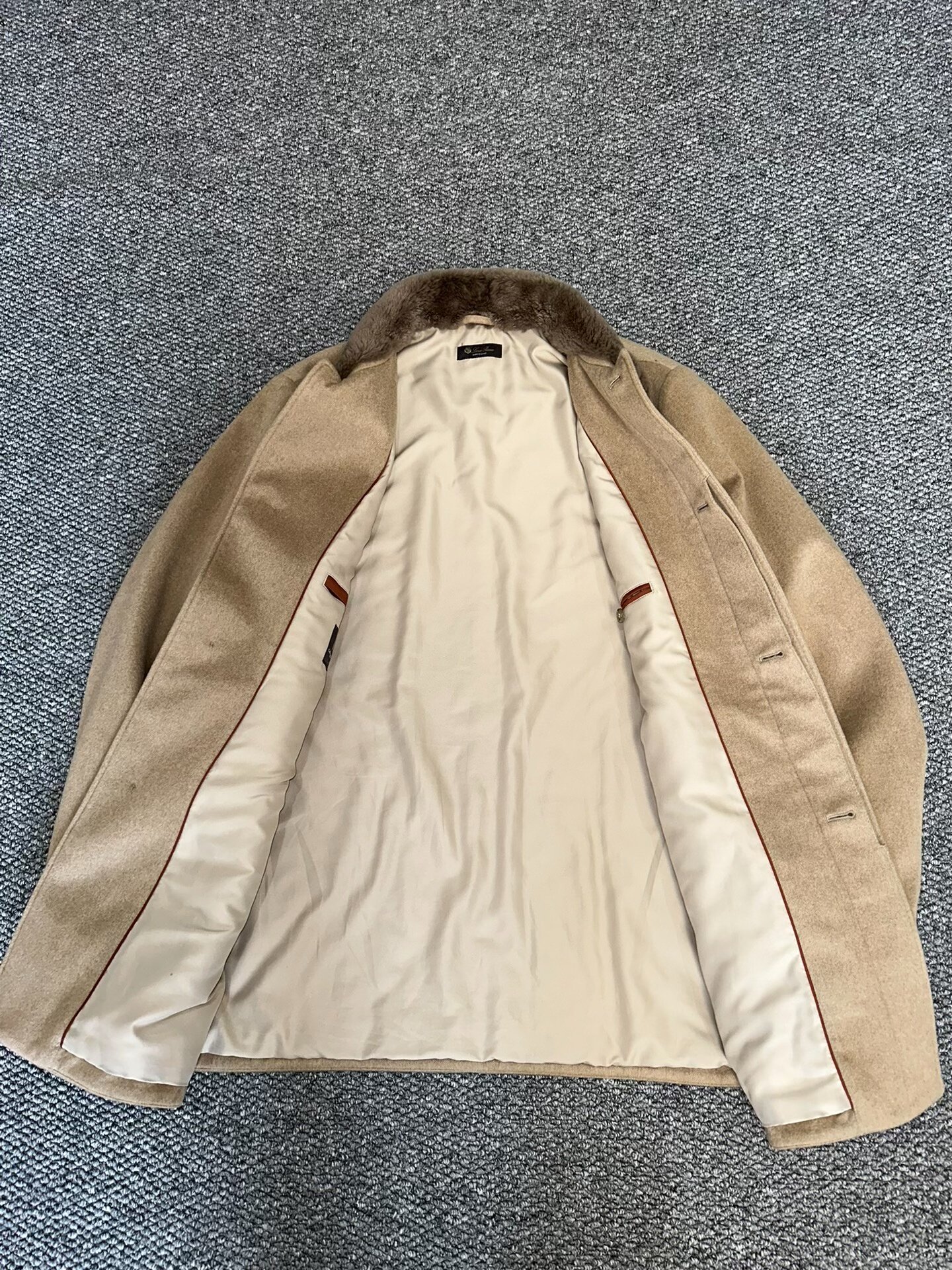 Loro Piana Cashmere Coat Beaver Fur Collar — front