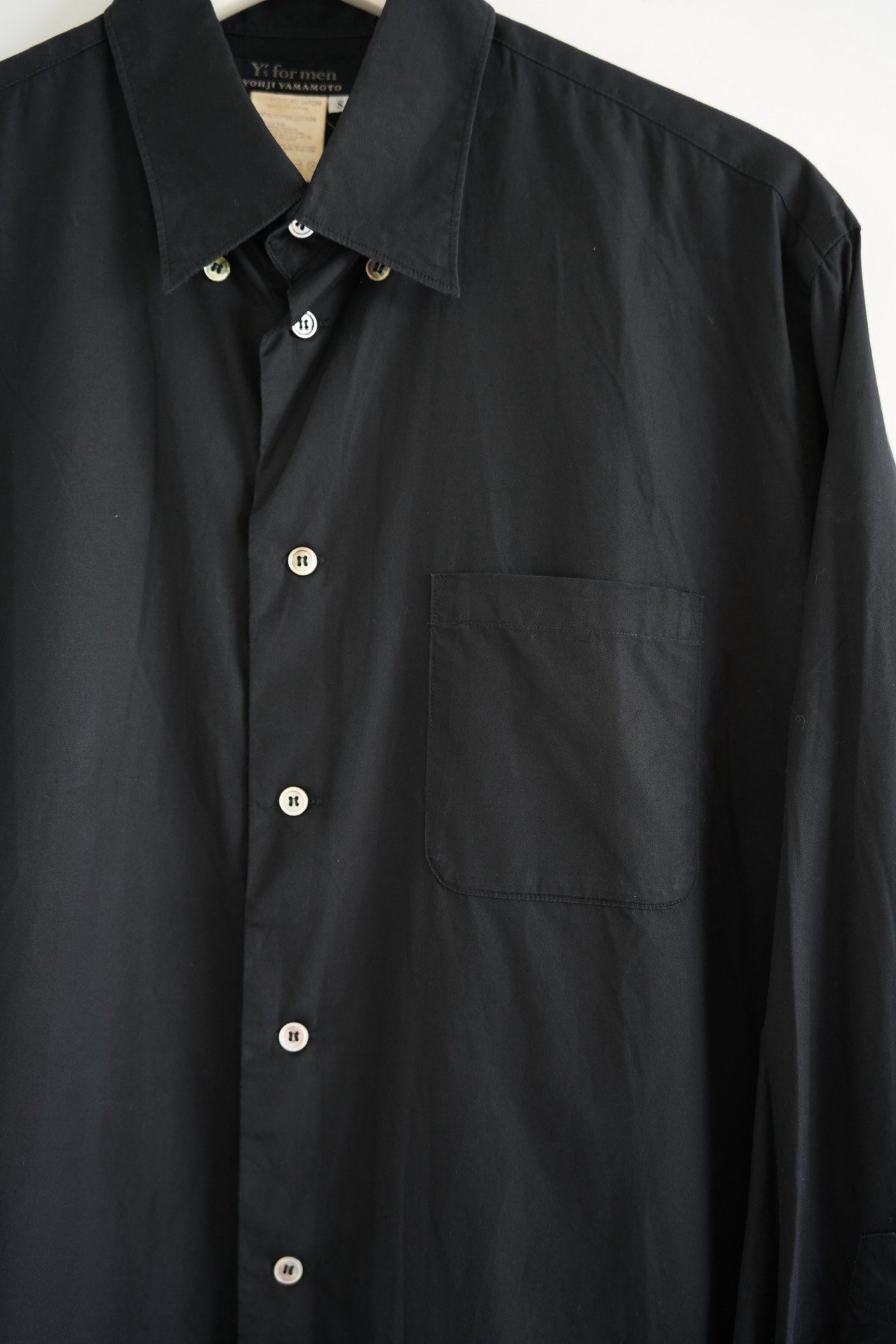 Yohji Yamamoto 90s Loose Black Shirt — label