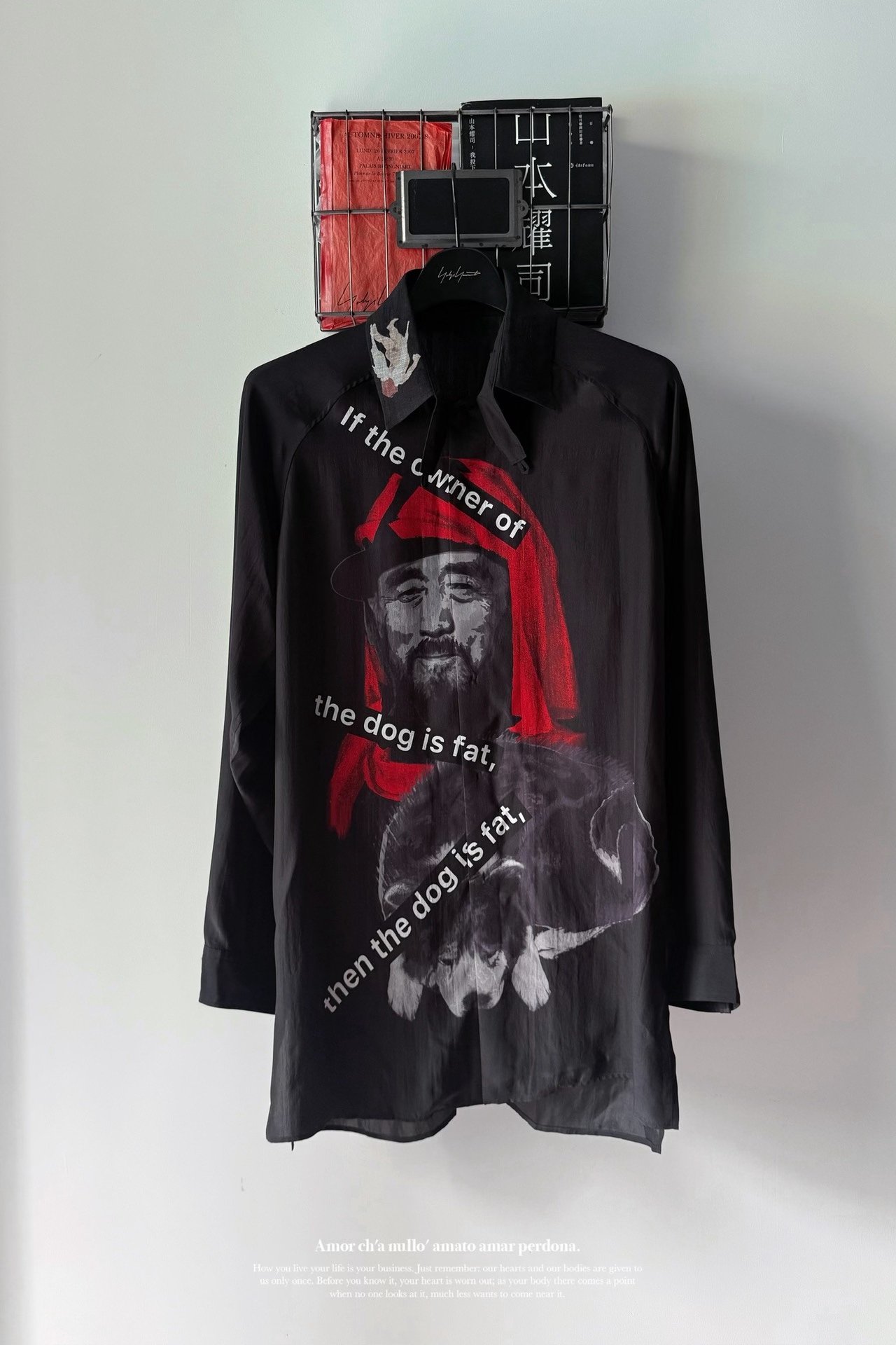 Yohji Yamamoto 24SS Portrait Slogan Silk Shirt — back