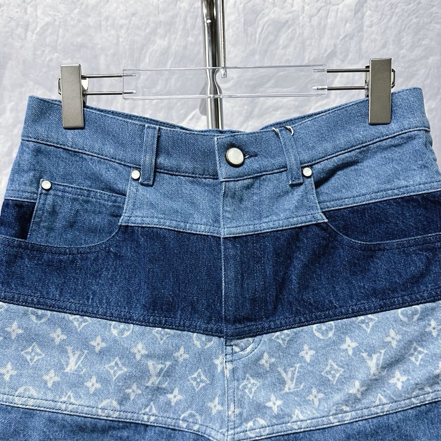 Louis Vuitton FW24 Patchwork Denim Shorts — front