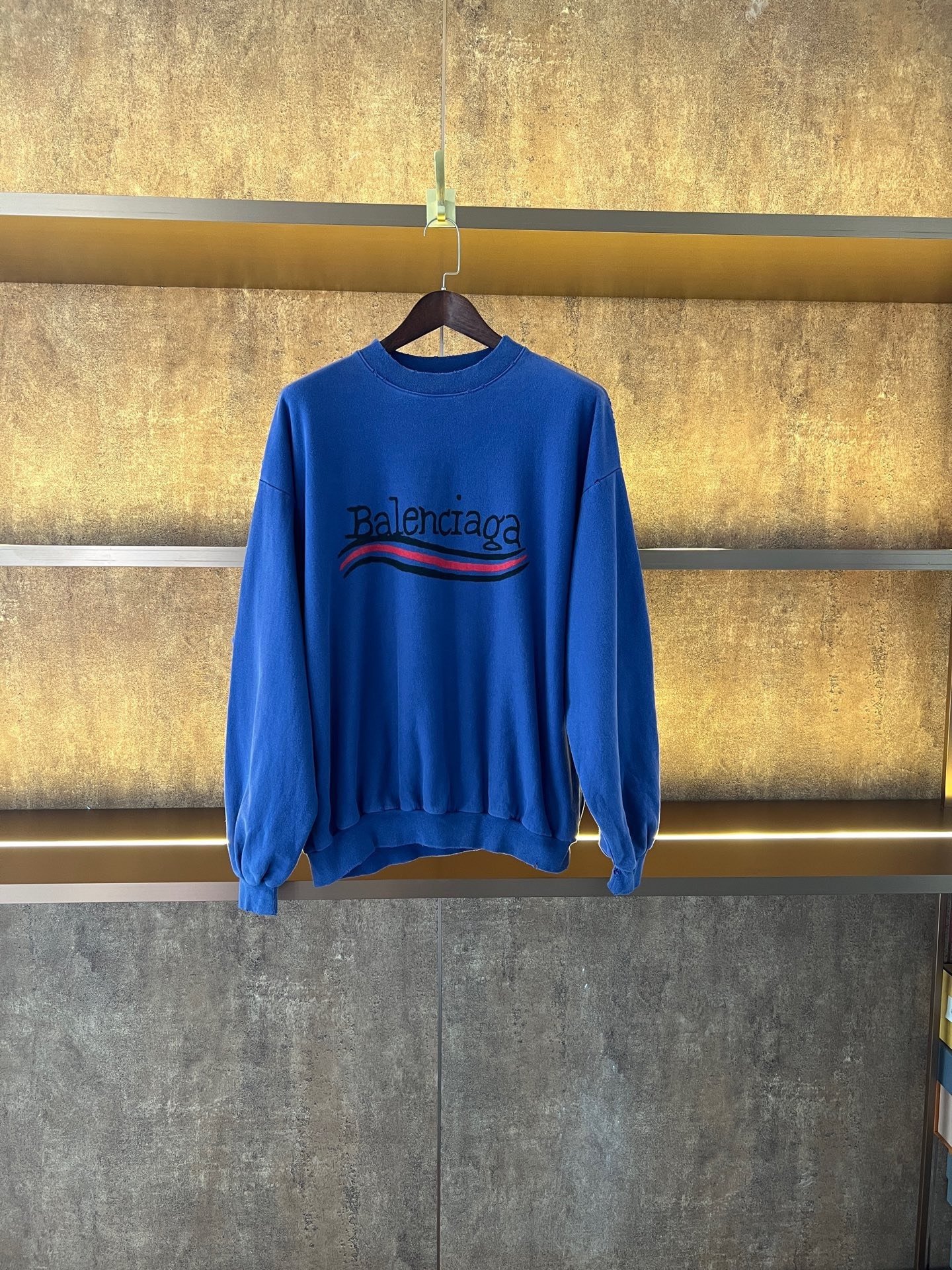 Balenciaga Blue Blurred Slogan Sweatshirt