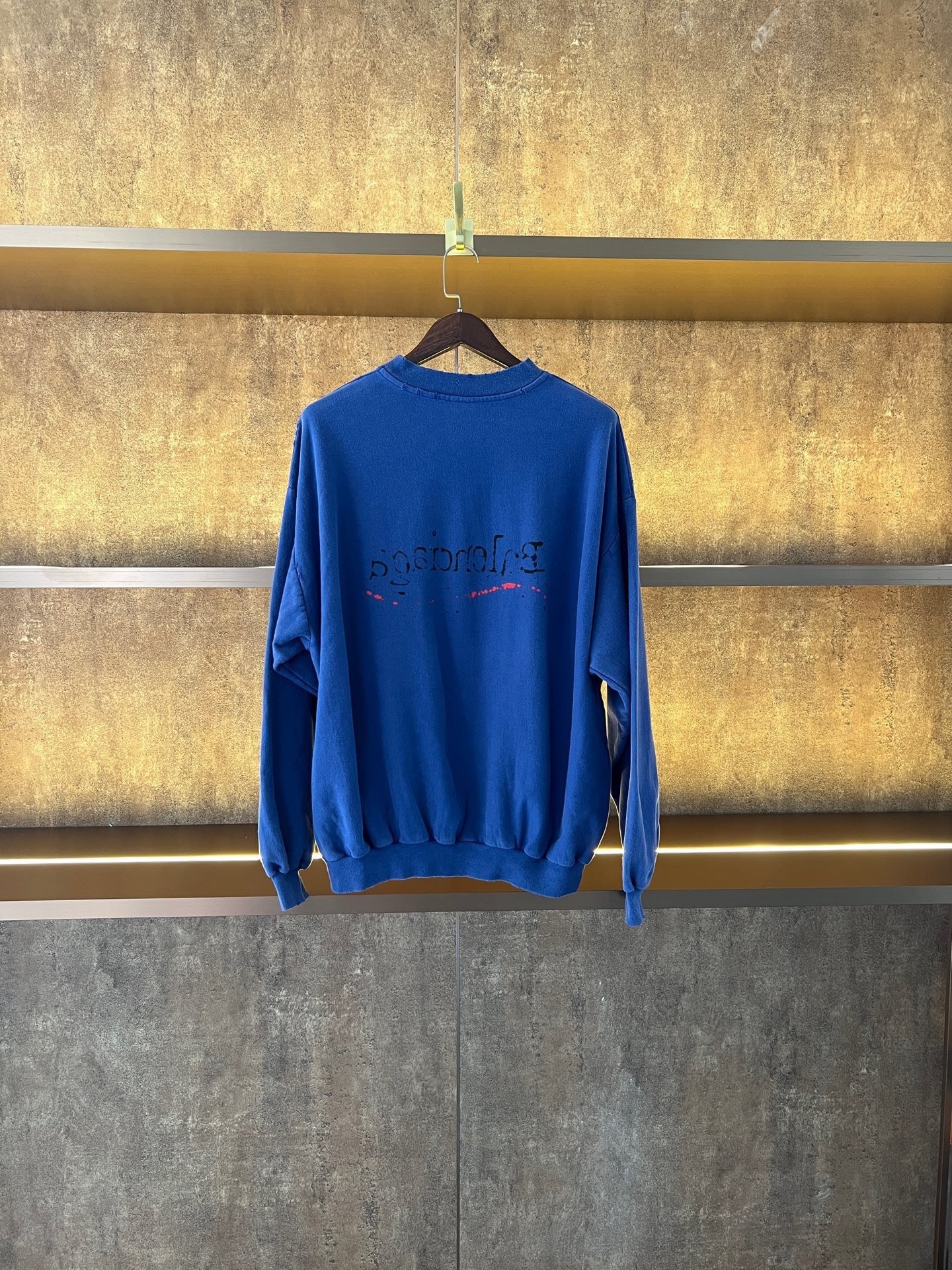 Balenciaga Blue Blurred Slogan Sweatshirt — front