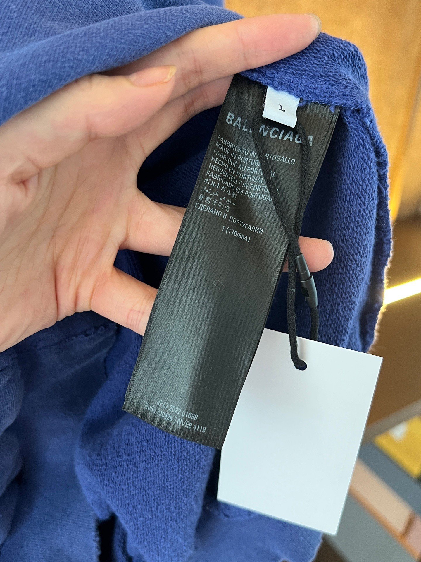 Balenciaga Blue Blurred Slogan Sweatshirt — detail