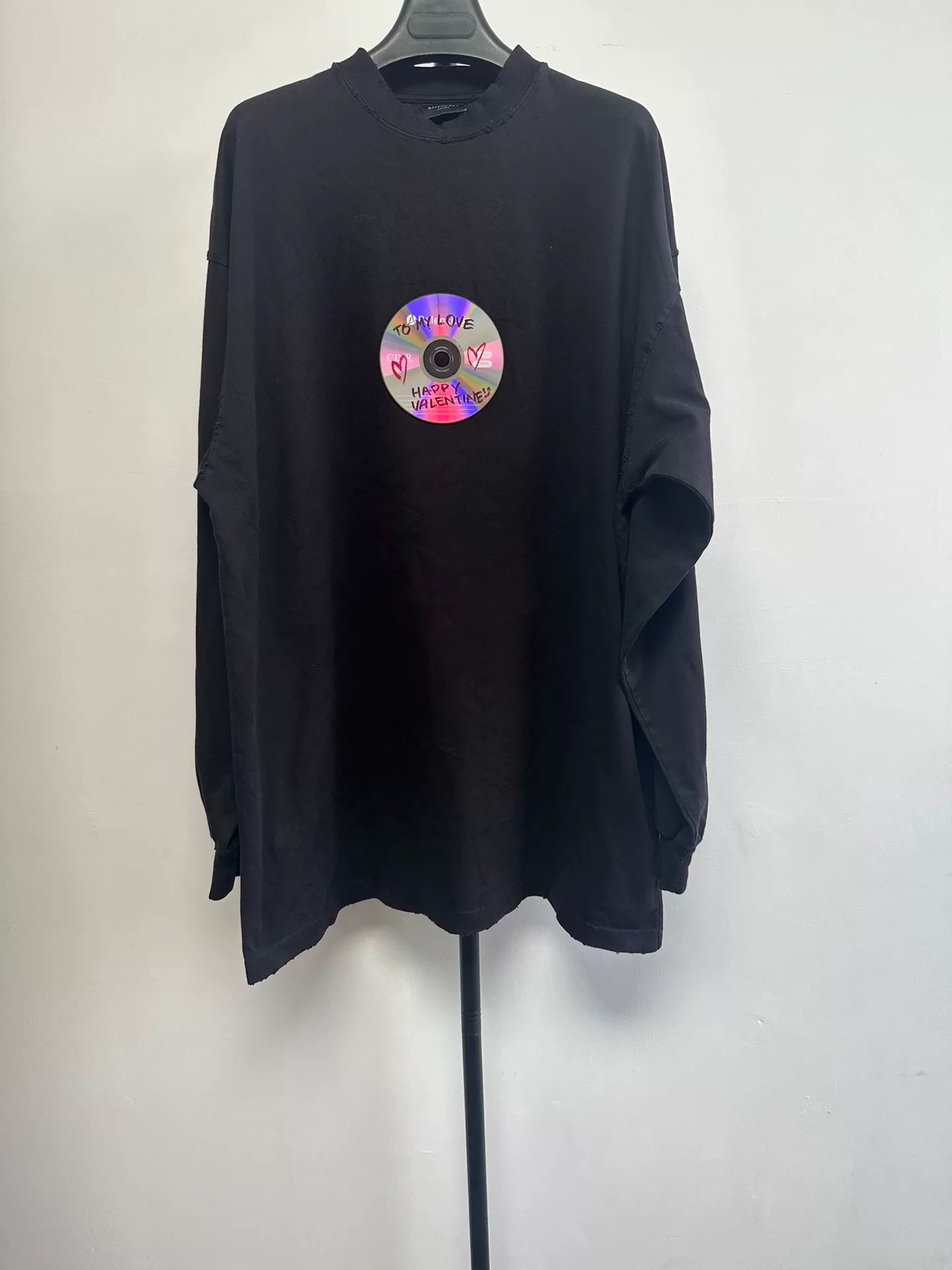 Balenciaga Round-Neck Chest CD Long-Sleeve T-Shirt