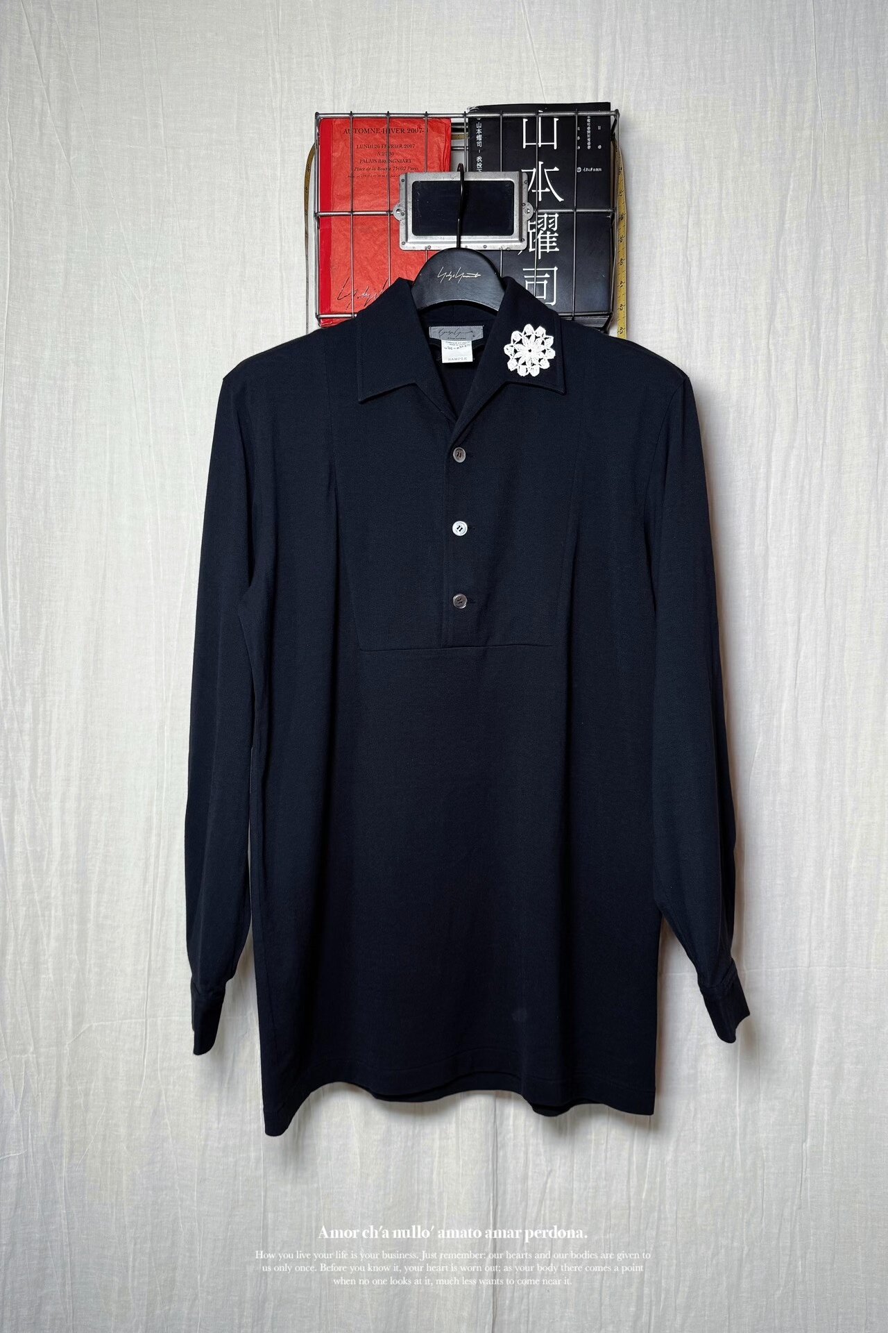 Yohji Yamamoto 91SS Black Floral Polo