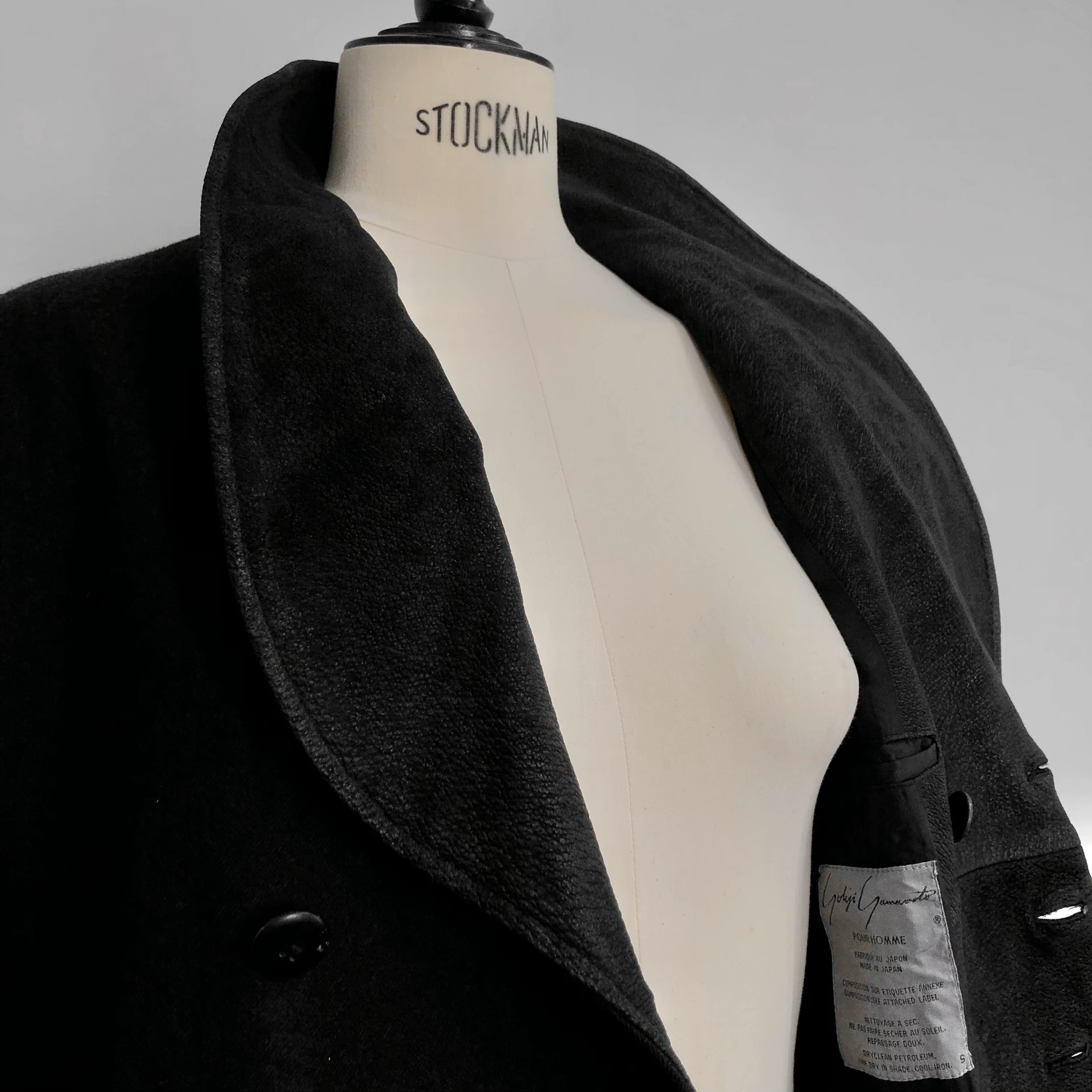 Yohji Yamamoto 88AW Leather Runway Coat — label