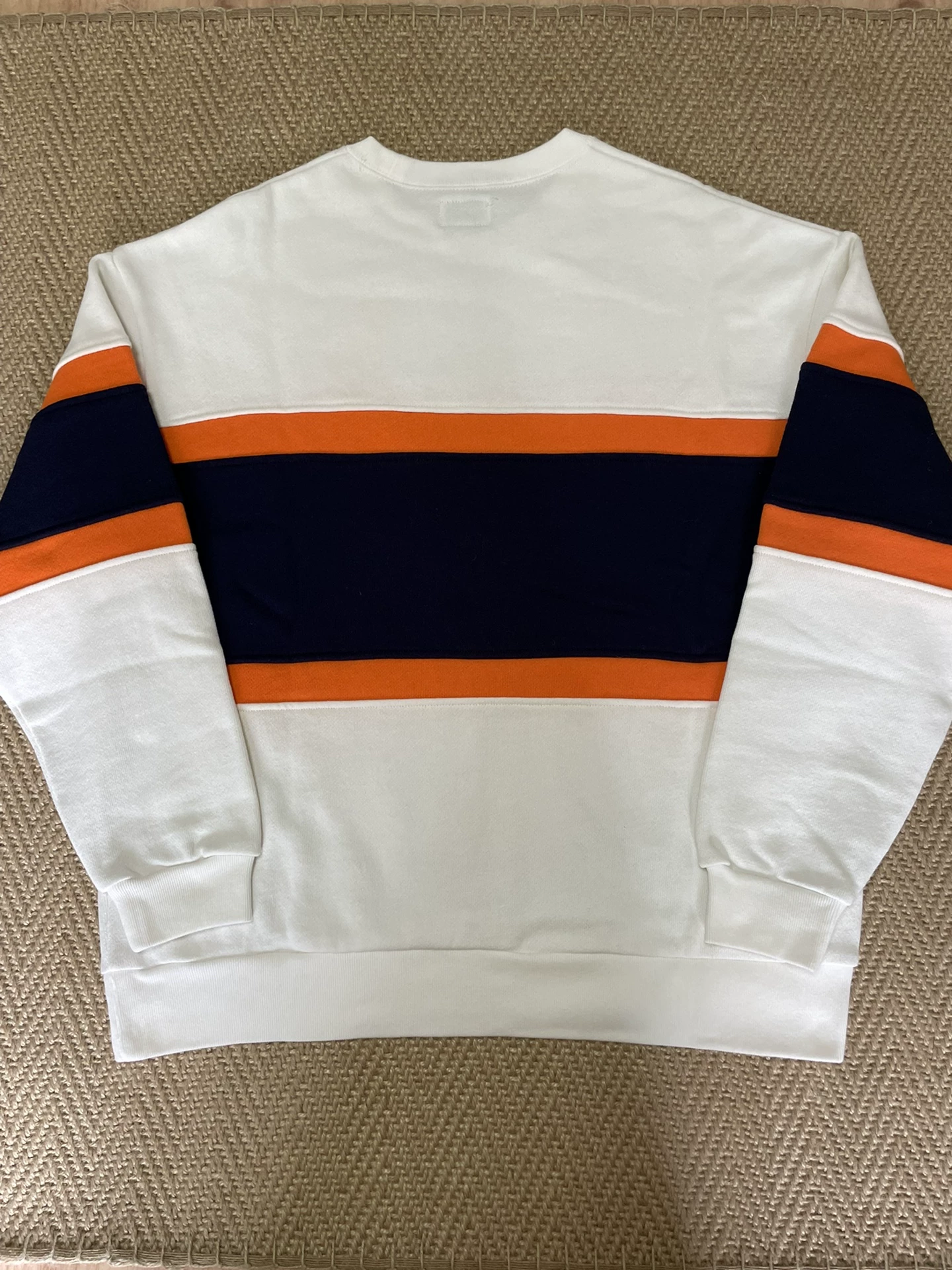 BEAMS Striped Color Block Fleece Oversized Crewneck — front