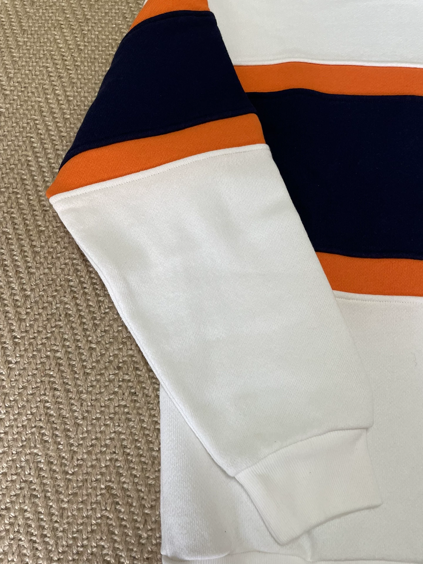BEAMS Striped Color Block Fleece Oversized Crewneck — back