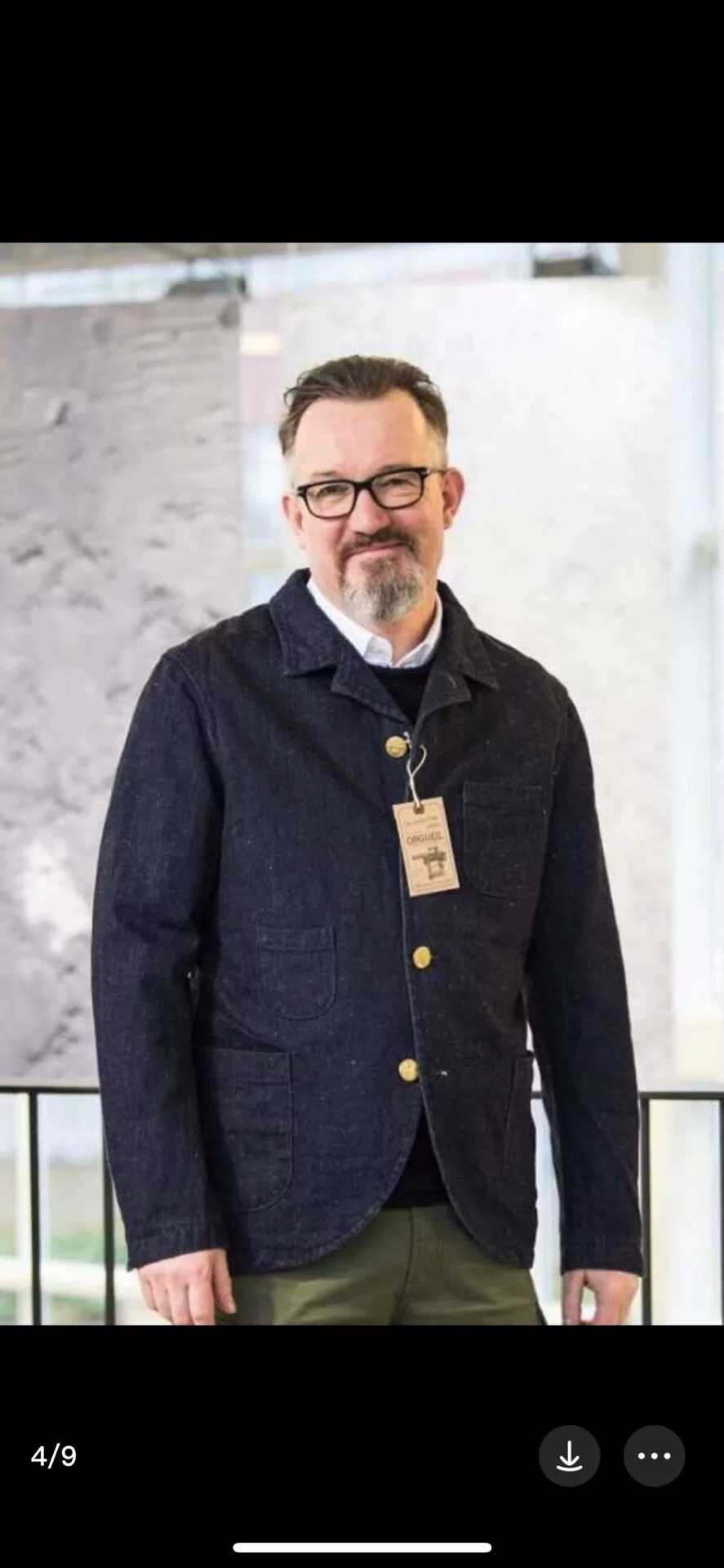 Indigo Dyed Vintage Snow Wash Denim Blazer — front