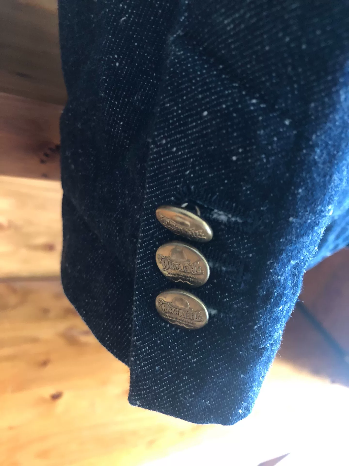 Indigo Dyed Vintage Snow Wash Denim Blazer — back
