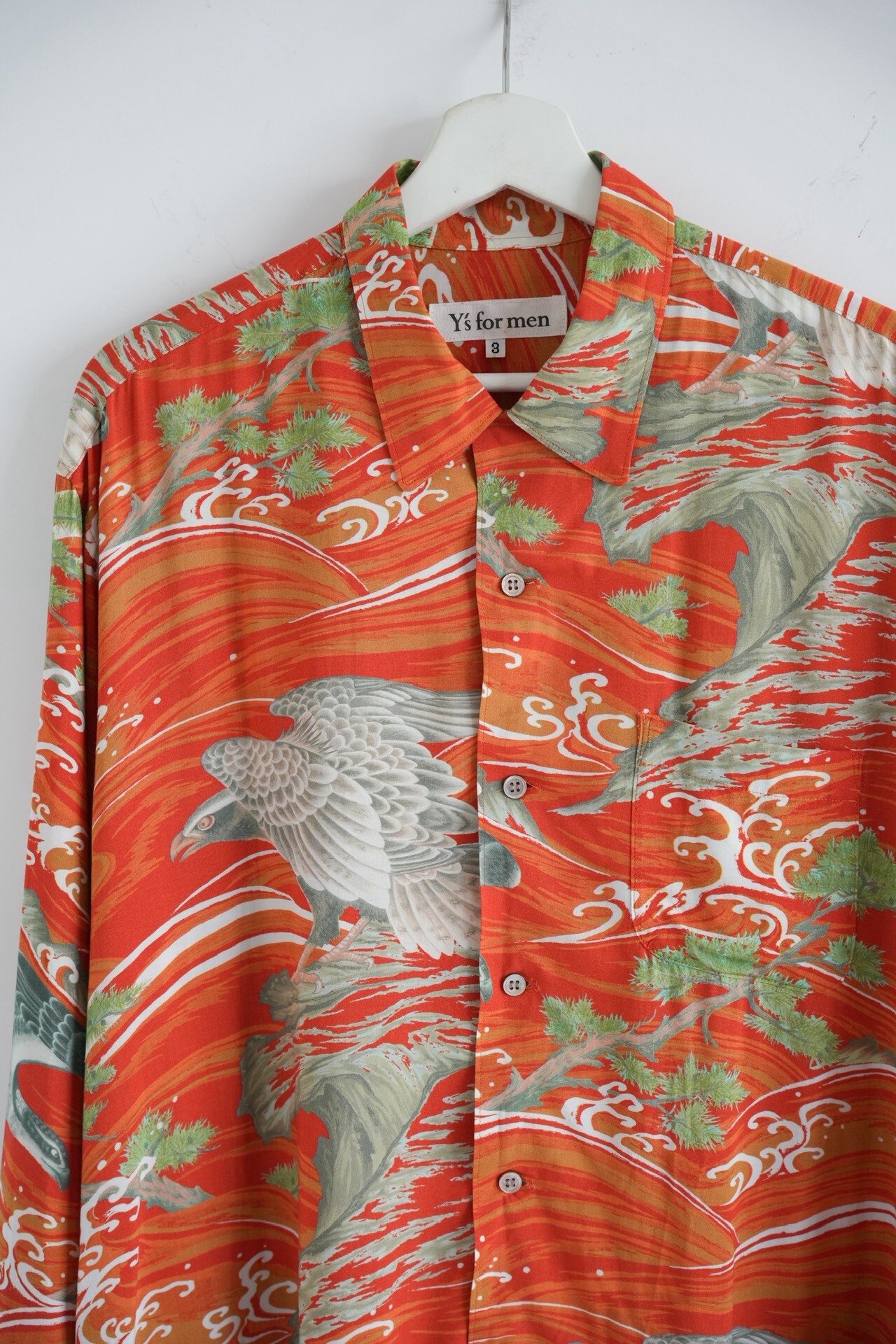 Yohji Yamamoto 00s Ukiyo-e Eagle Print Shirt — label