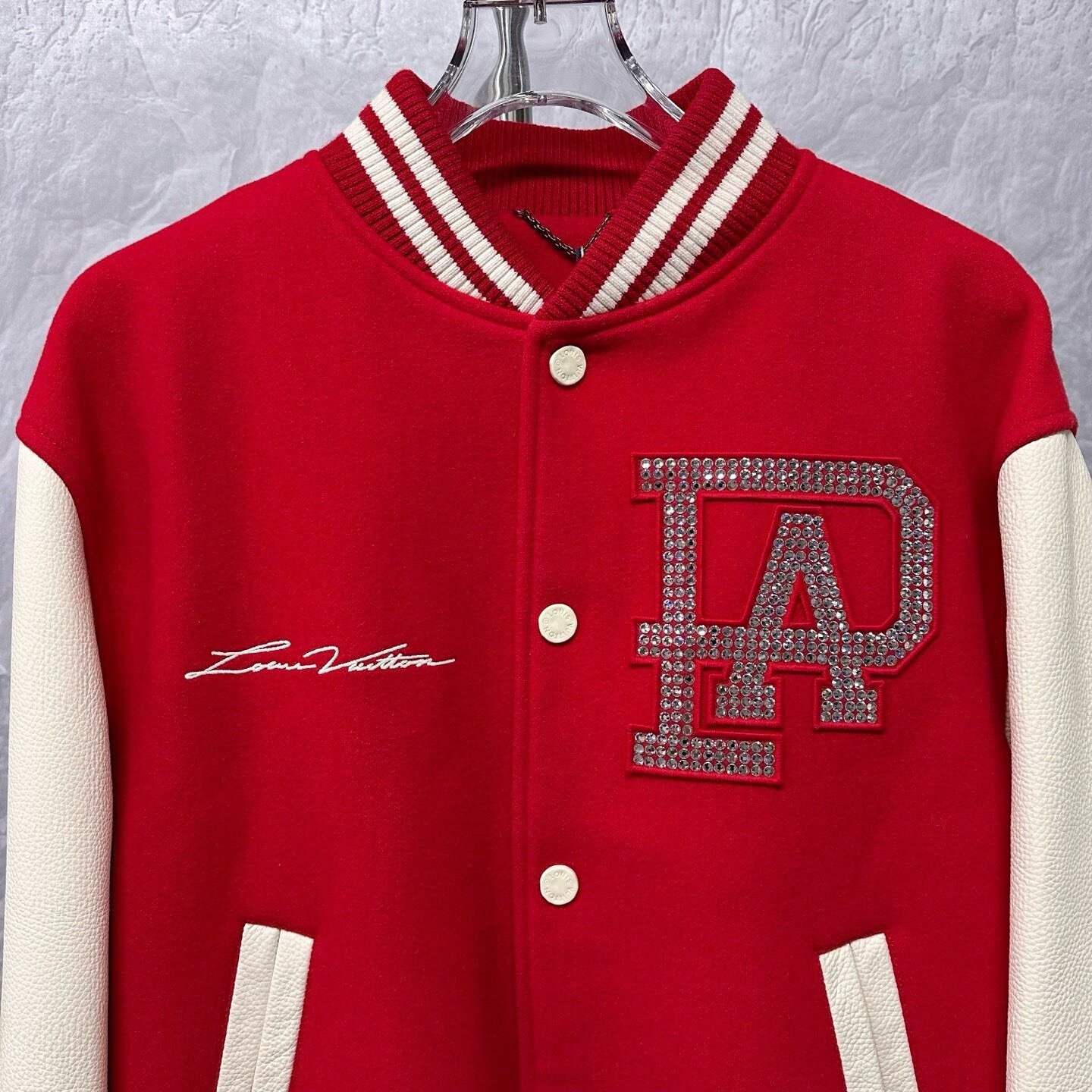 Louis Vuitton SS24 Pharrell Rhinestone Baseball Jacket — front