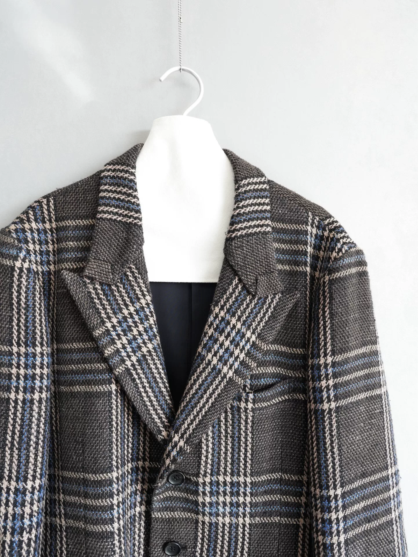 Yohji Yamamoto 23AW Plaid Blend Jacket — detail