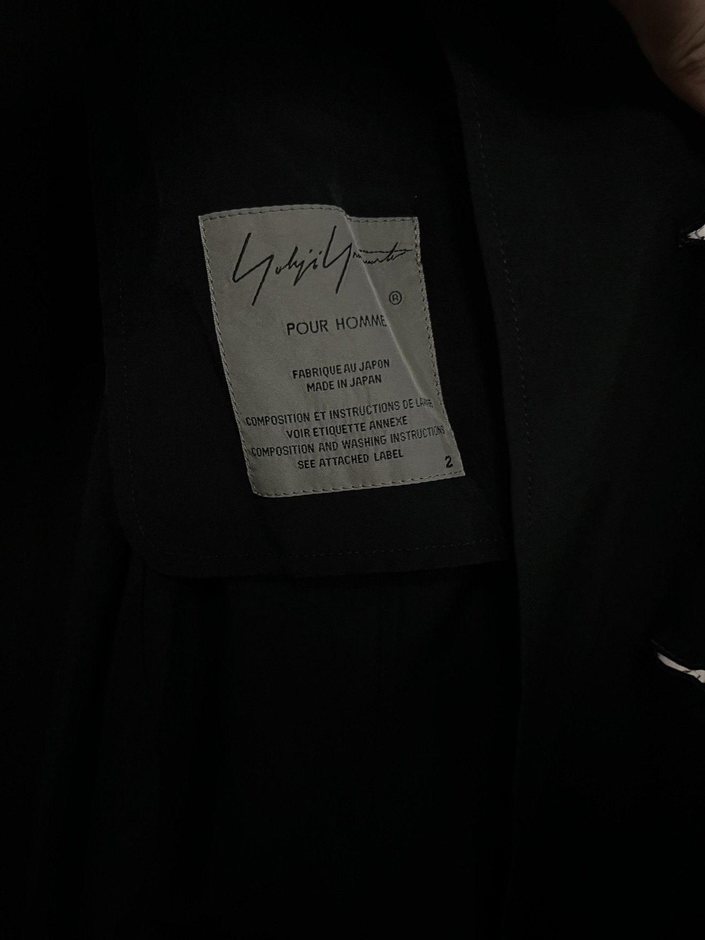 Yohji Yamamoto 20SS Long Coat — label
