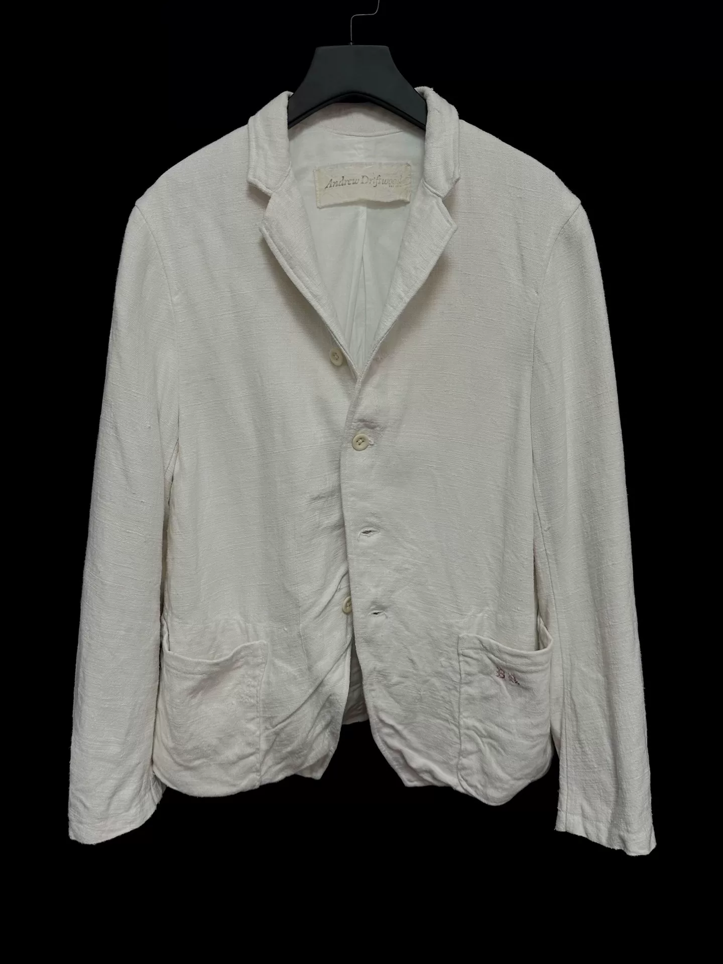 Andrew Driftwood Antique Linen Coat — detail