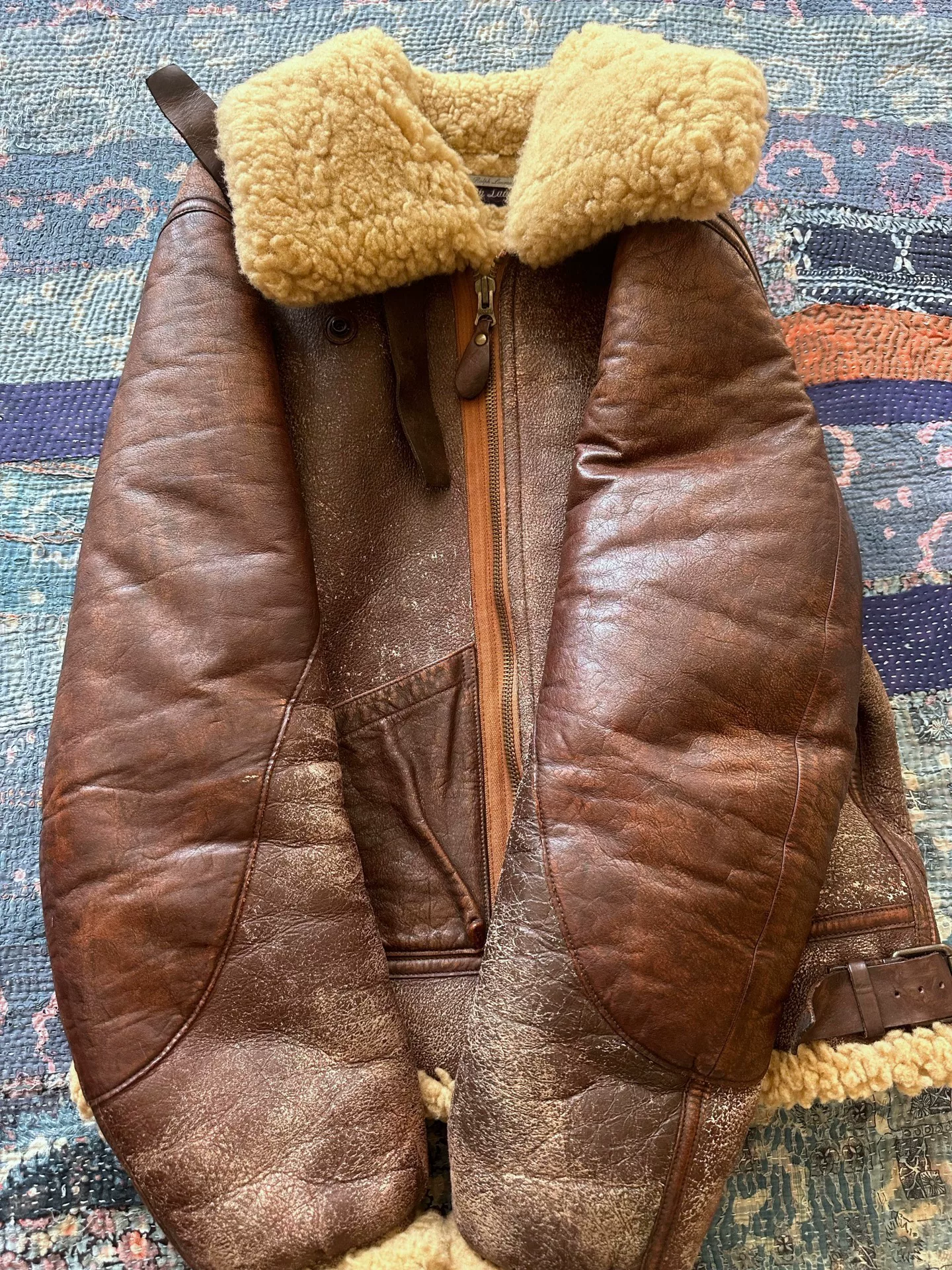 Ralph Lauren RRL B3 Shearling Leather Jacket — detail