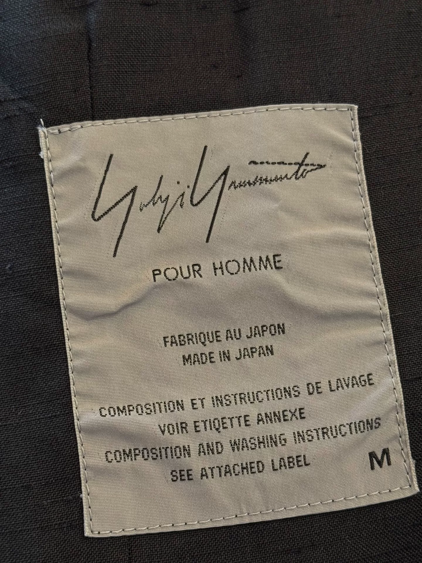 Yohji Yamamoto Pour Homme 96SS Jacket — label
