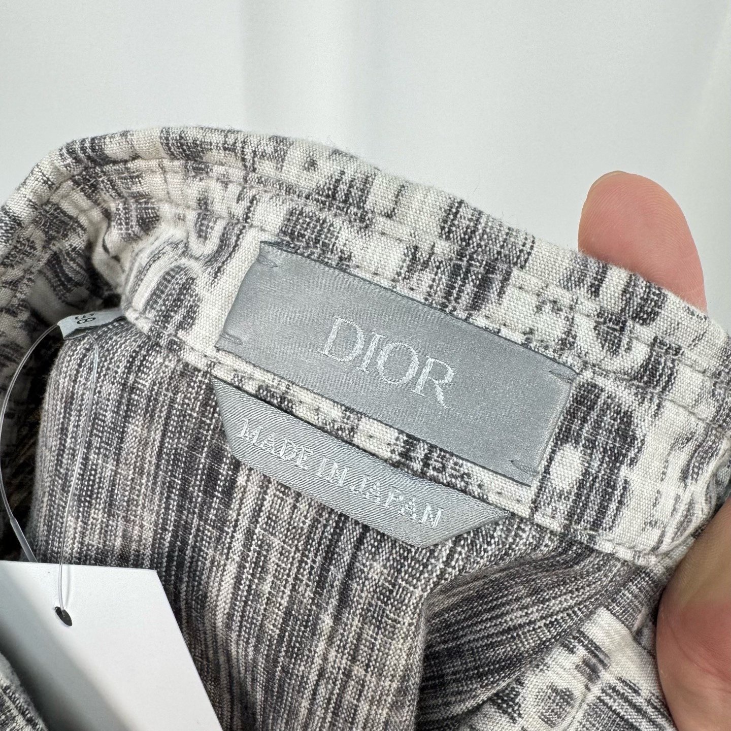 Dior Gray Monogram Denim Shirt Jacket — label
