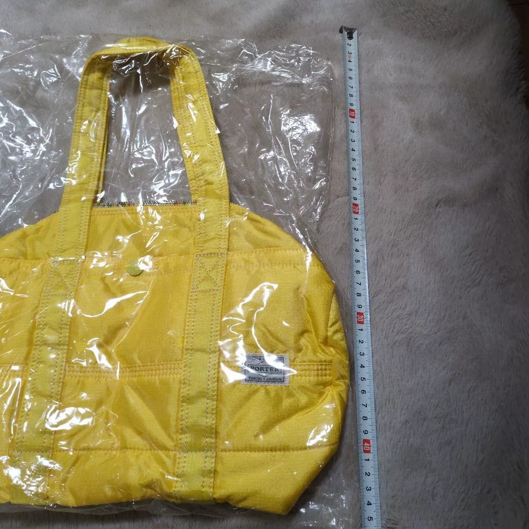 PORTER Isetan Limited Bright Yellow Mini Boston — label