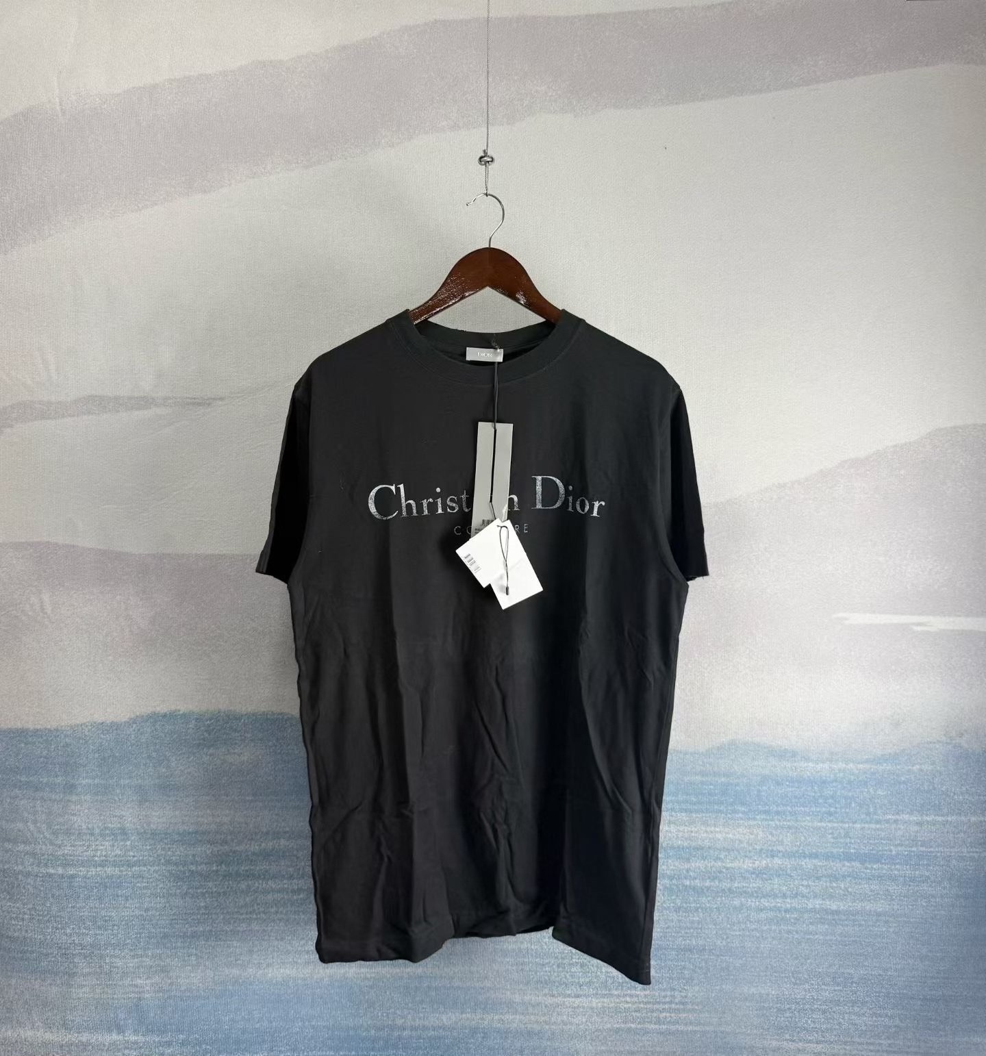 Dior Black Slogan Distressed Short Sleeve