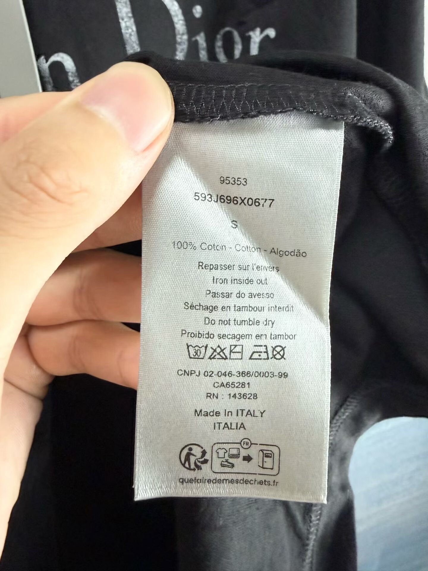 Dior Black Slogan Distressed Short Sleeve — back