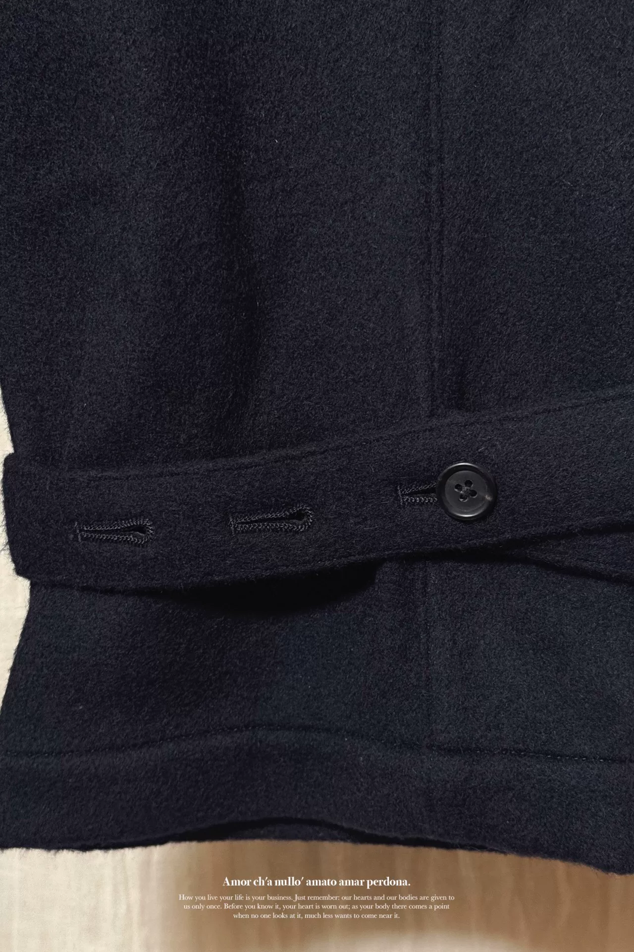 Yohji Yamamoto Gakuran Flannel Gold Button Pants — label