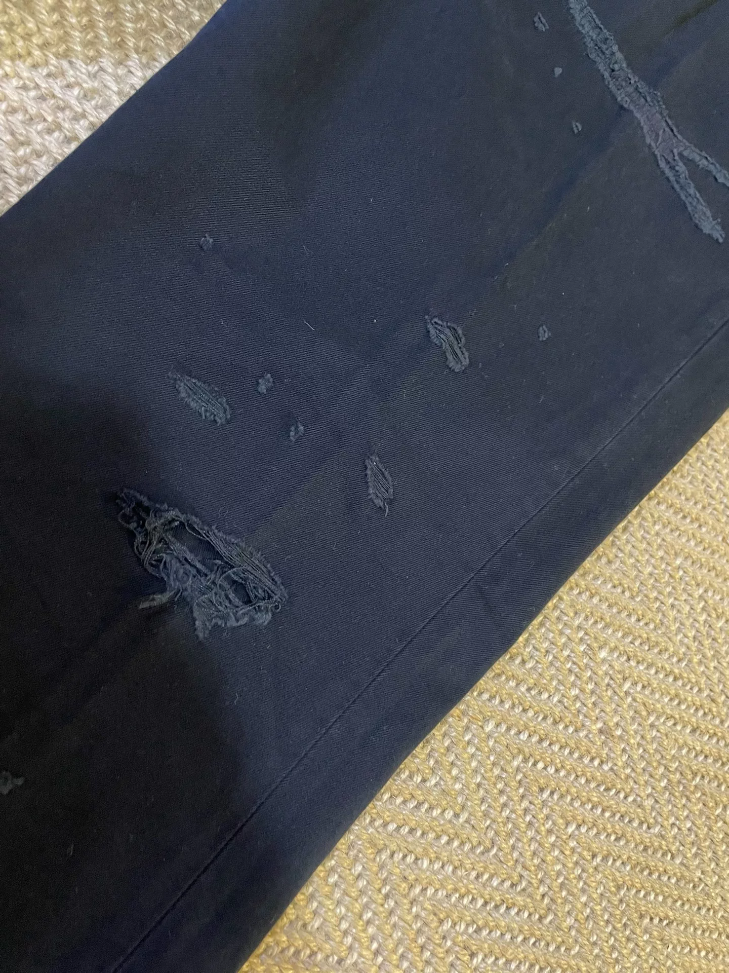 Vanquish & Fragment Distressed Denim Pants — detail