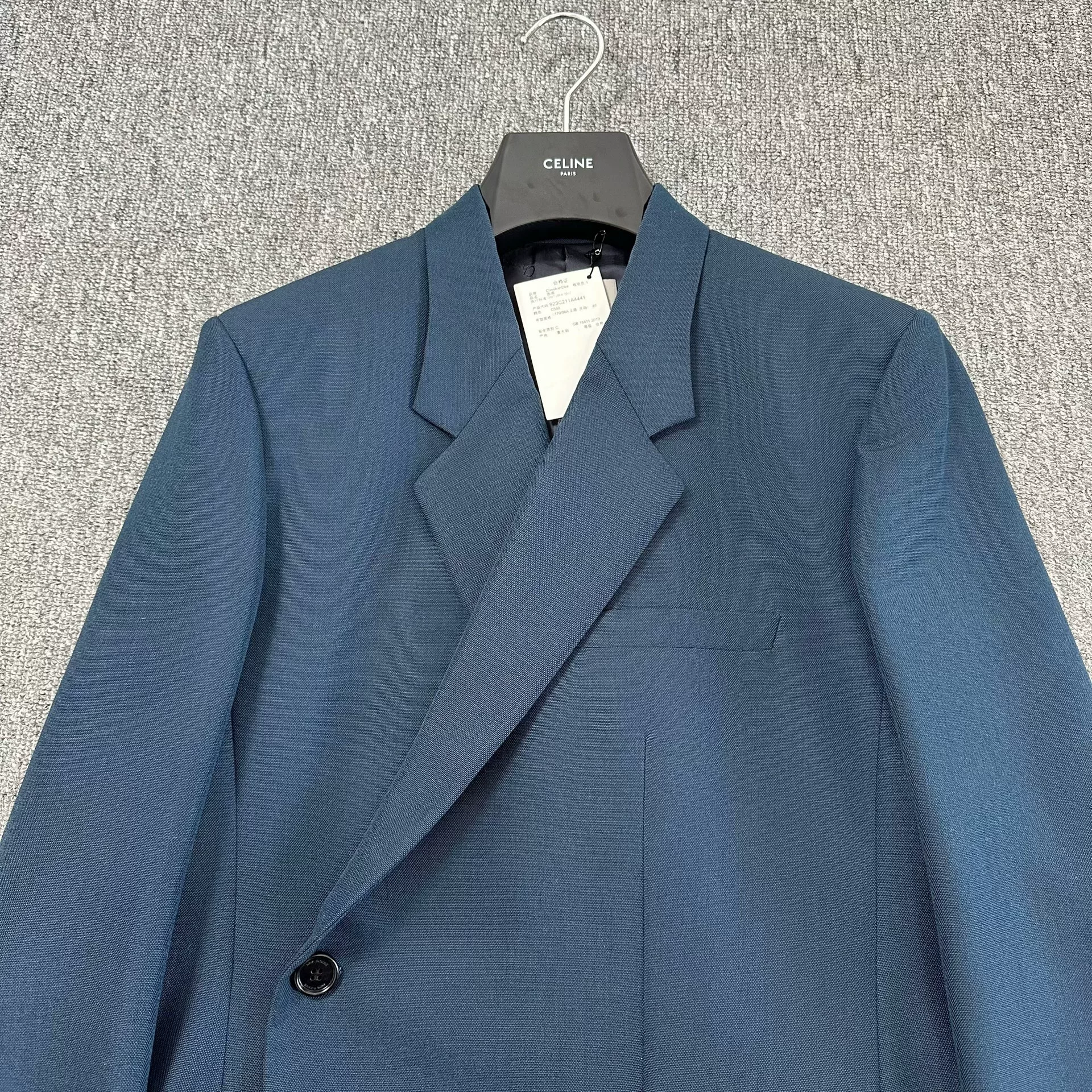 Dior 19ss Blue Wool Diagonal Button Blazer — front