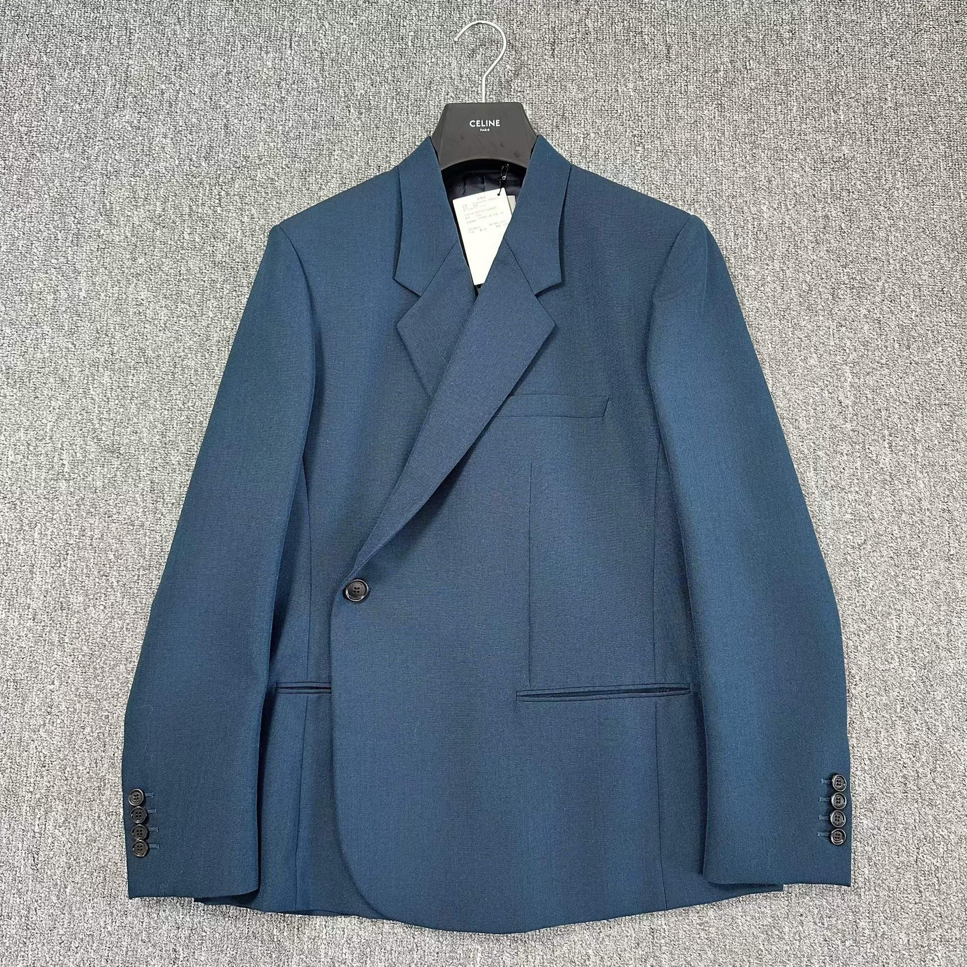 Dior 19ss Blue Wool Diagonal Button Blazer