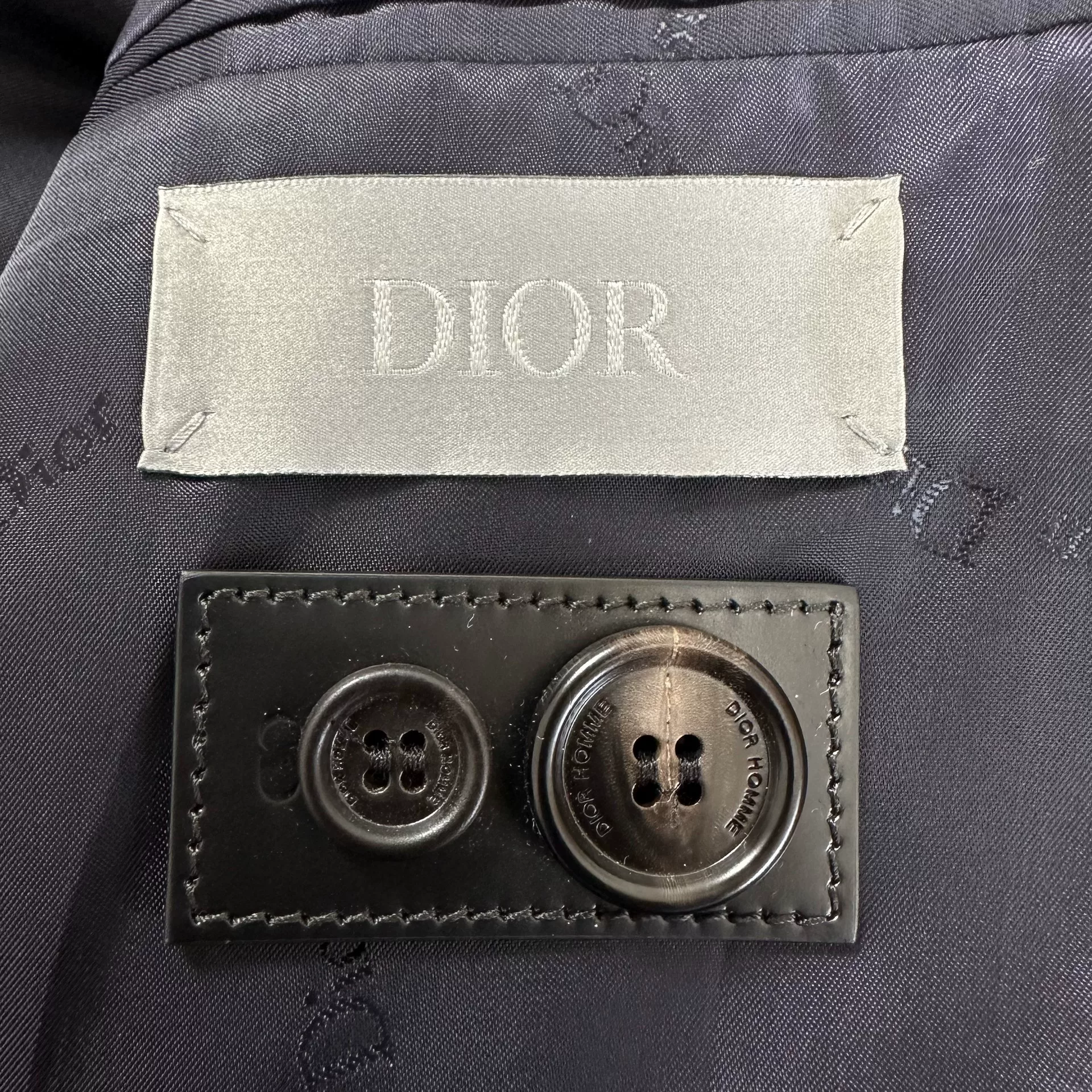 Dior 19ss Blue Wool Diagonal Button Blazer — label